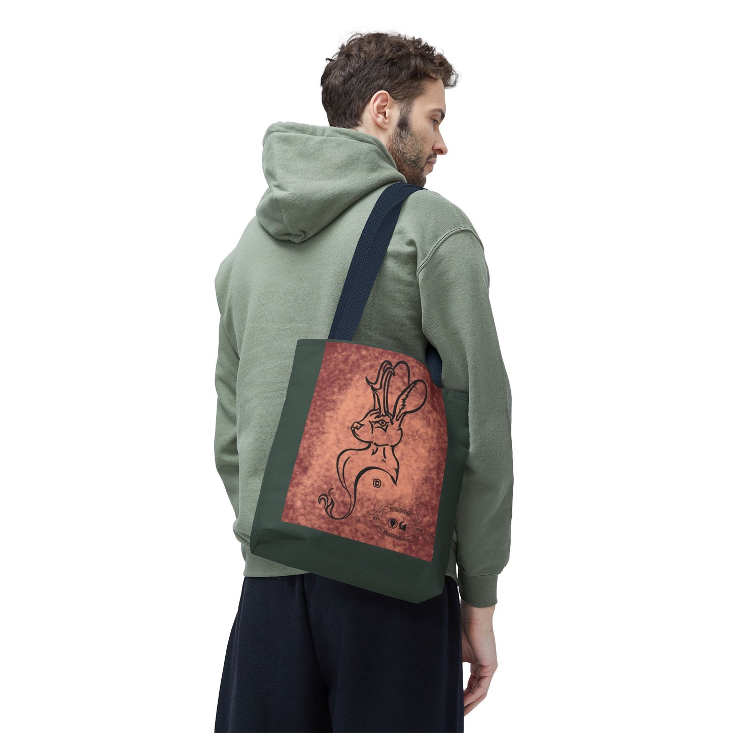 Dust Storm Jackalope Bust Drawing Tote Green Bag