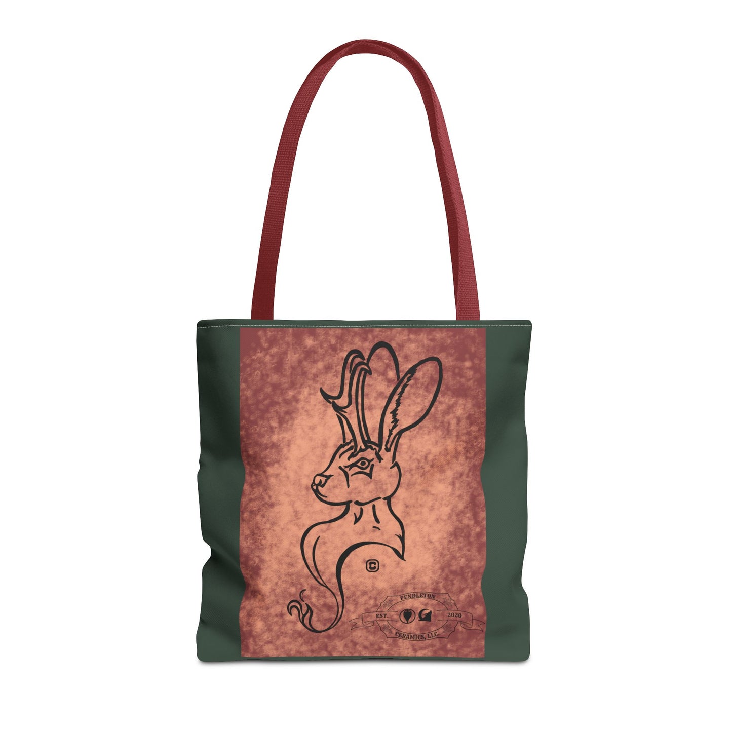 Dust Storm Jackalope Bust Drawing Tote Green Bag
