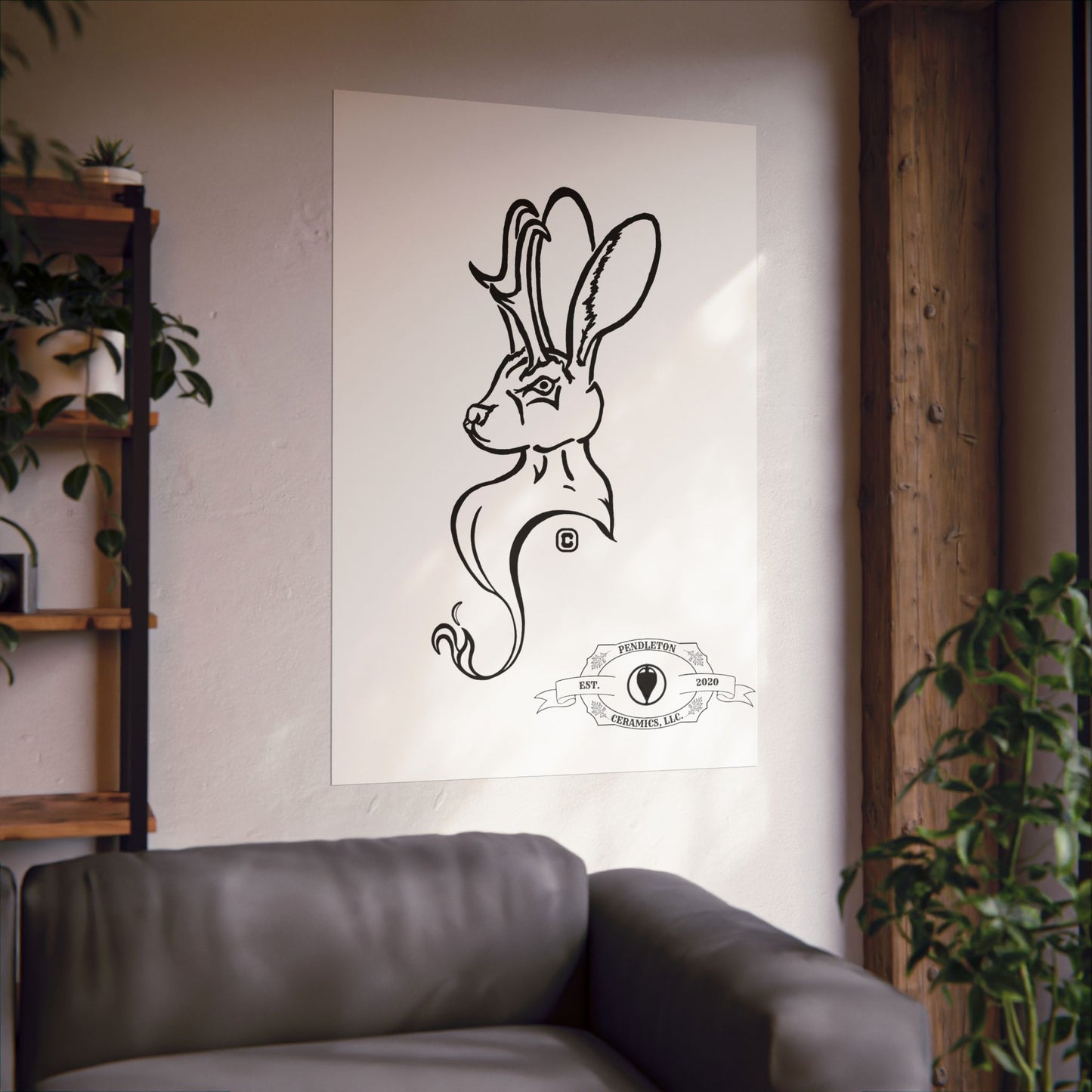 Jackalope Bust Drawing Matte Vertical Posters