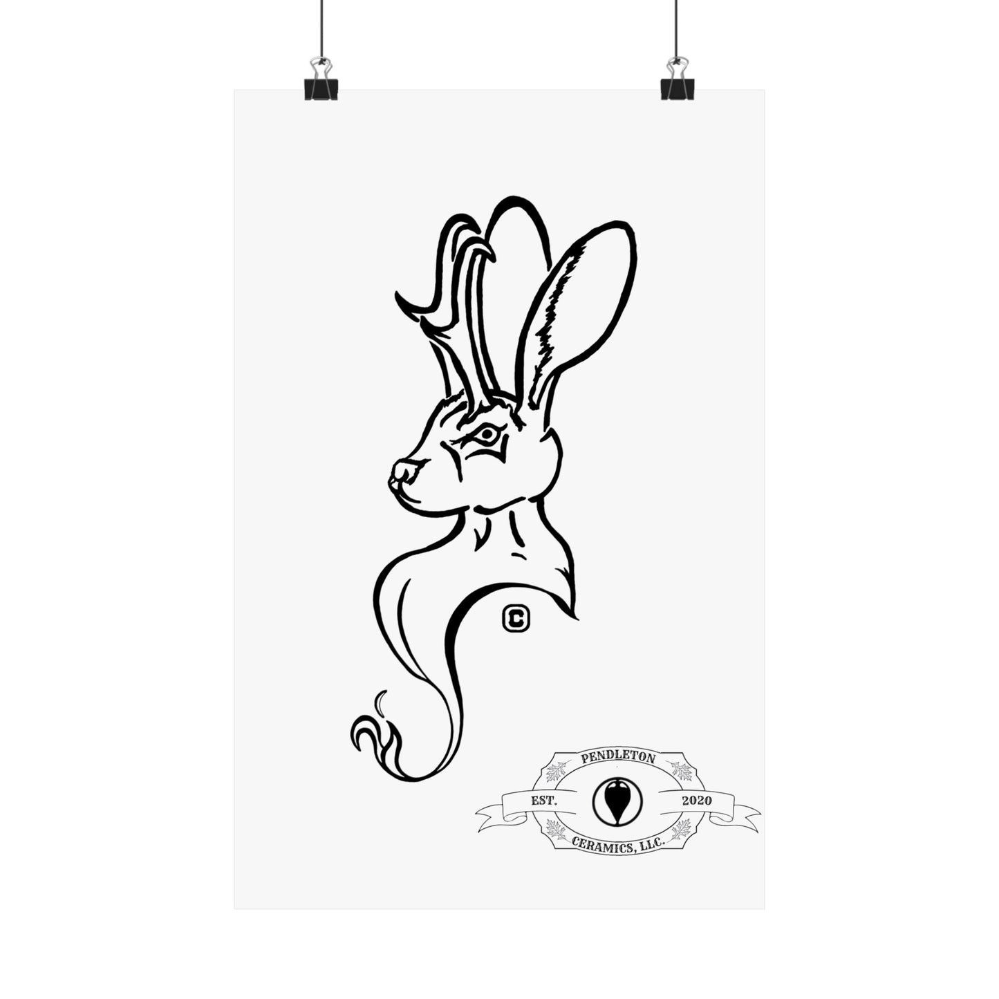 Jackalope Bust Drawing Matte Vertical Posters