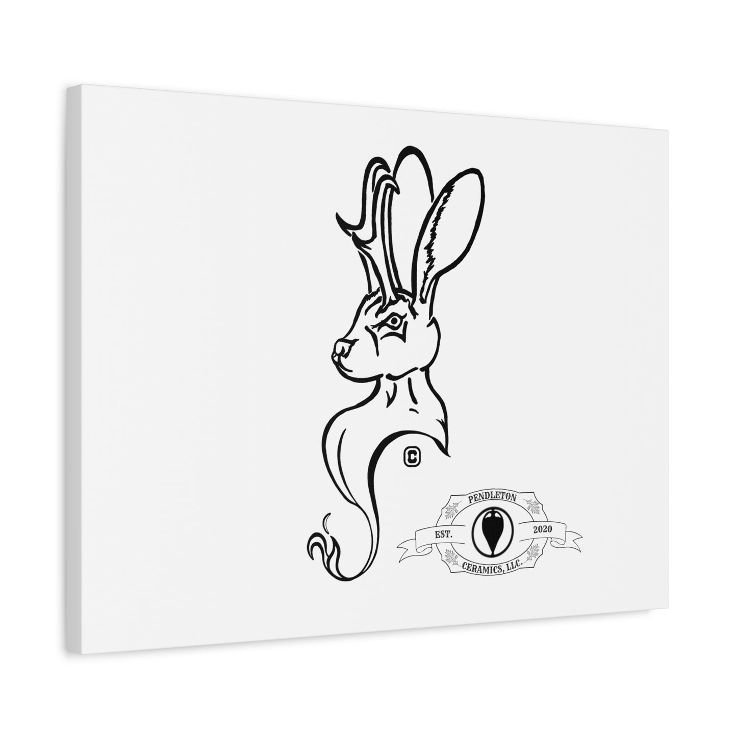 Jackalope Bust Drawing Art Stretched Canvas Wall Decor