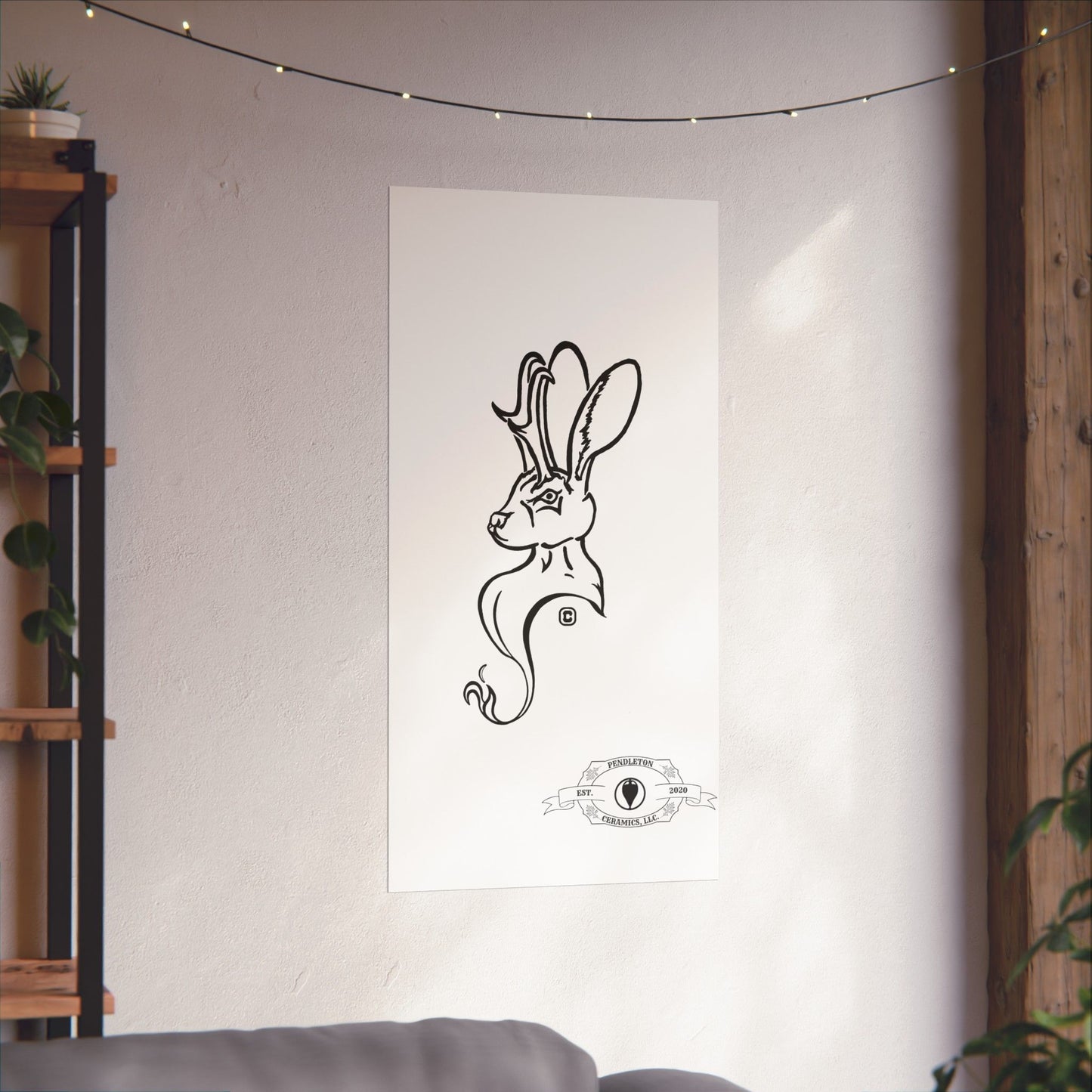Jackalope Bust Drawing Matte Vertical Posters