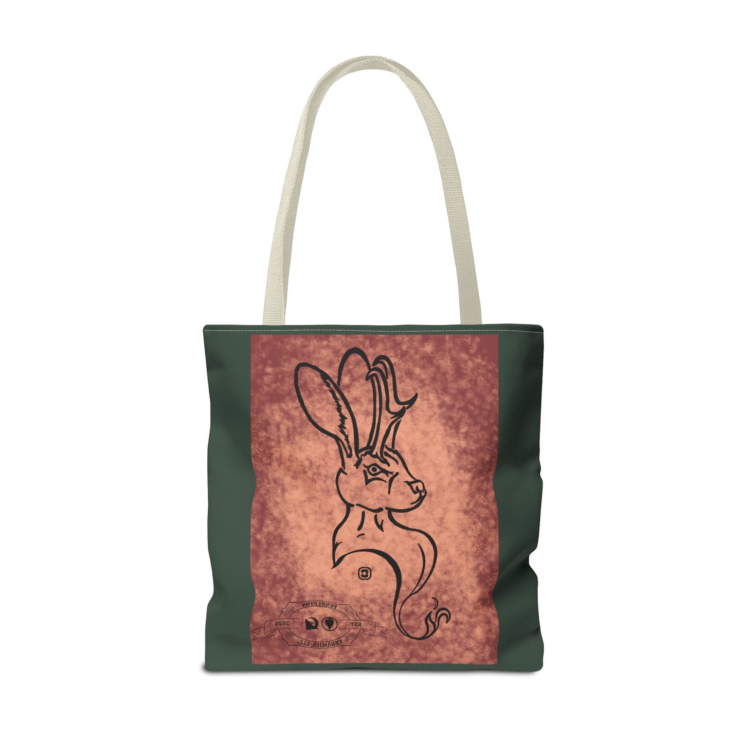 Dust Storm Jackalope Bust Drawing Tote Green Bag