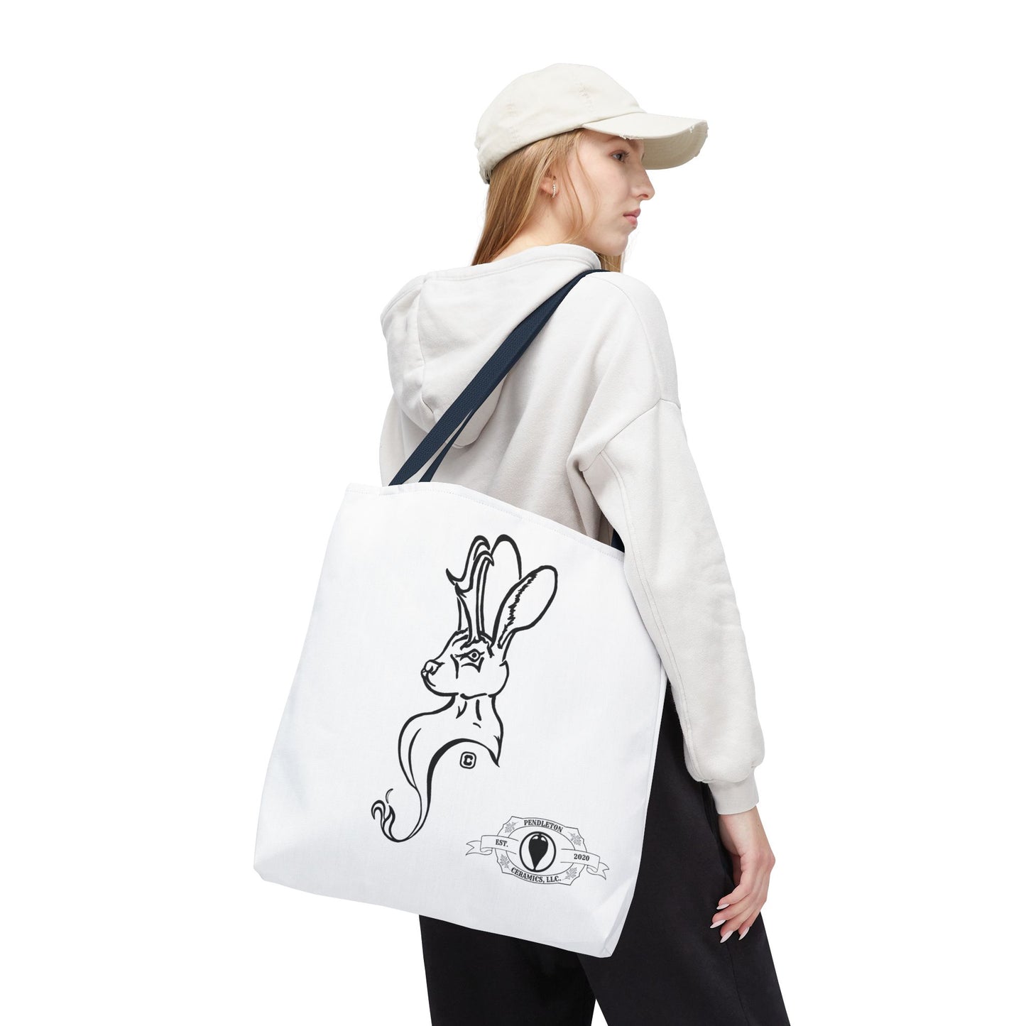 Jackalope Bust Drawing Tote White Bag
