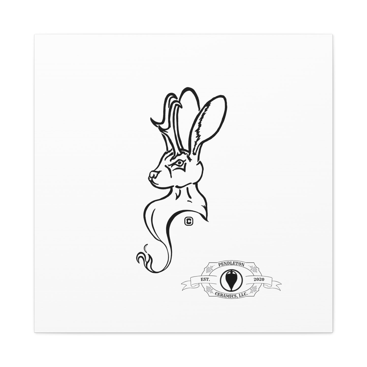 Jackalope Bust Drawing Art Stretched Canvas Wall Decor