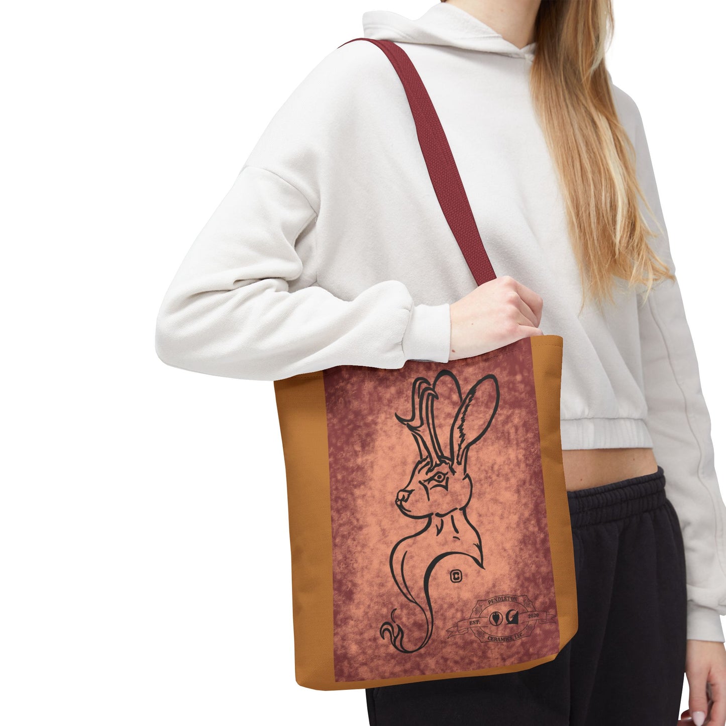 Dust Storm Jackalope Bust Drawing Tote Brown Bag