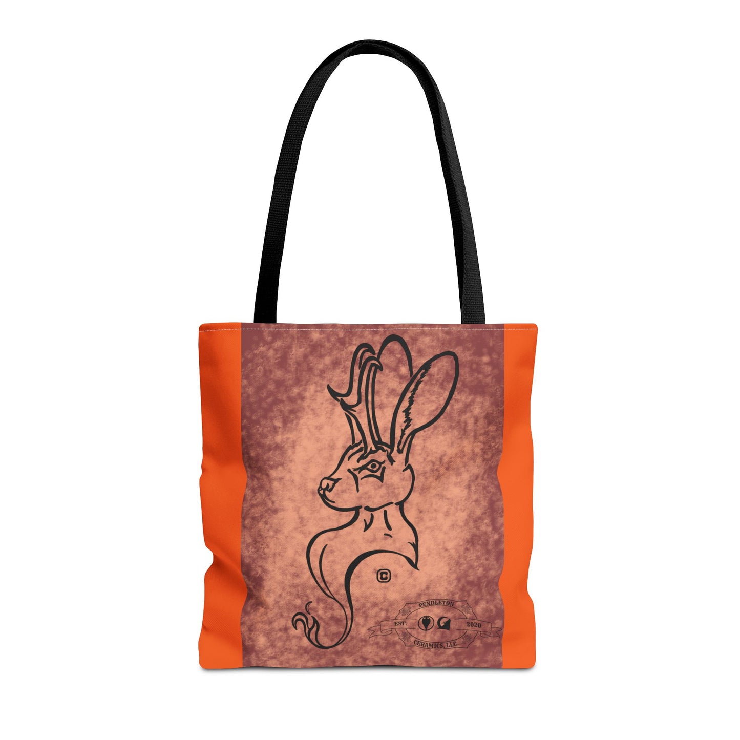 Dust Storm Jackalope Bust Drawing Tote Orange Bag