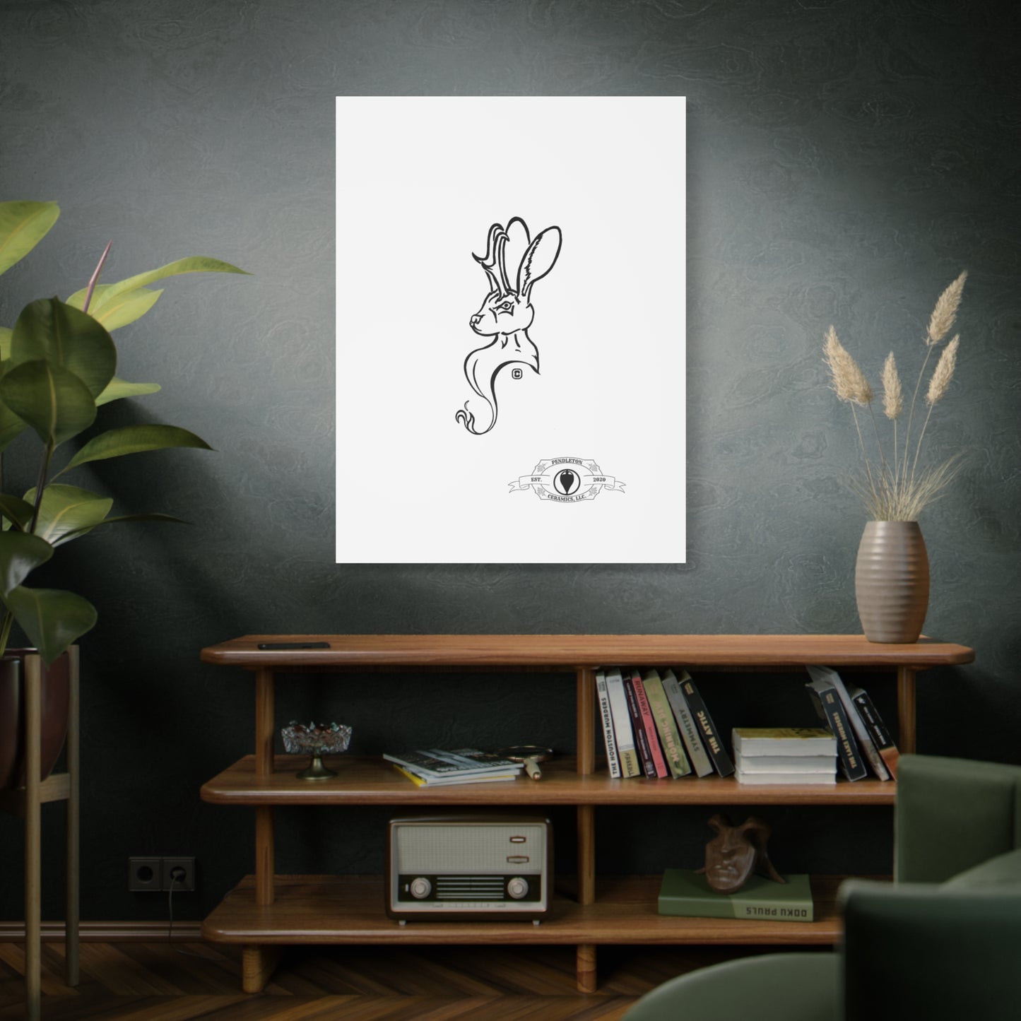 Jackalope Bust Drawing Art Stretched Canvas Wall Decor