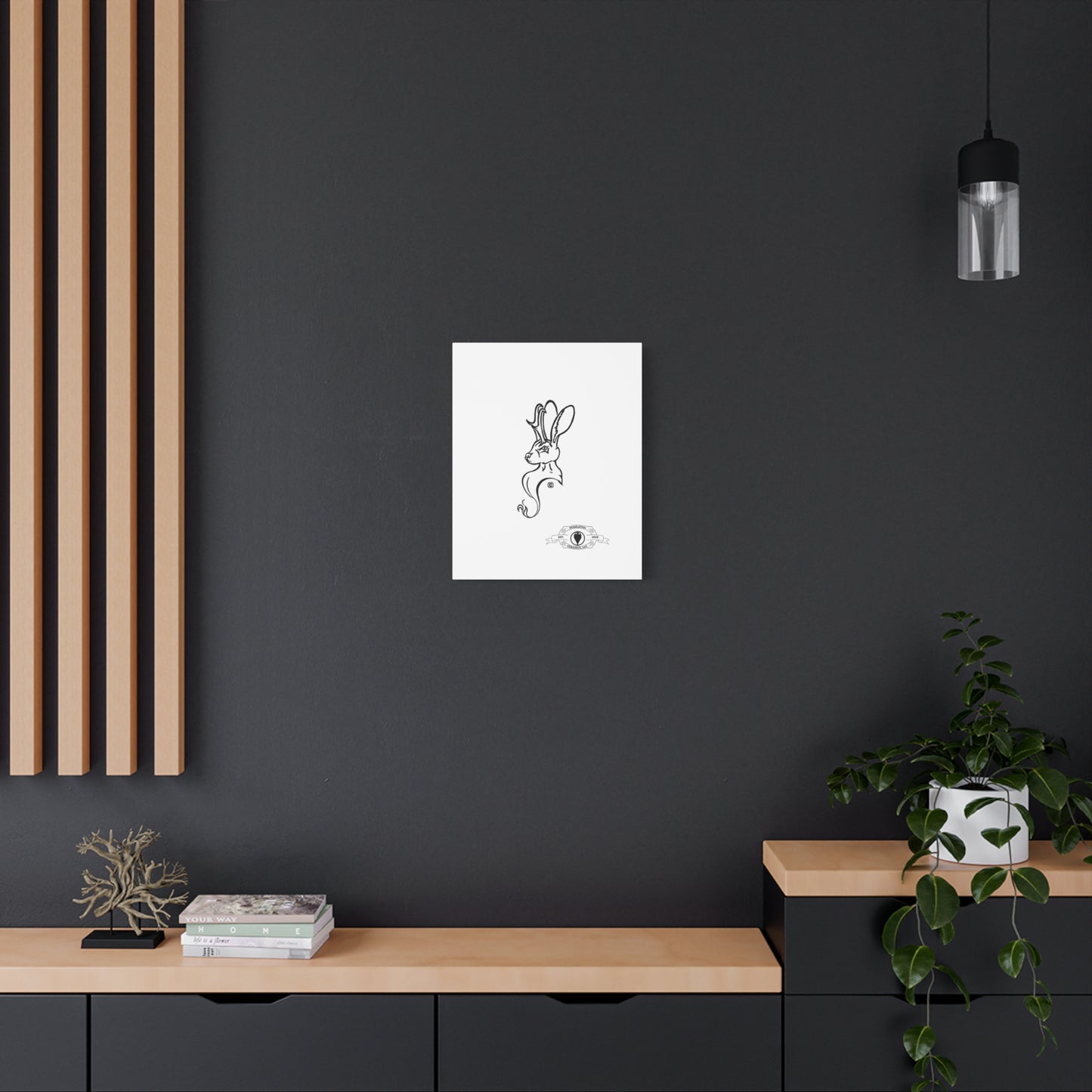 Jackalope Bust Drawing Art Stretched Canvas Wall Decor