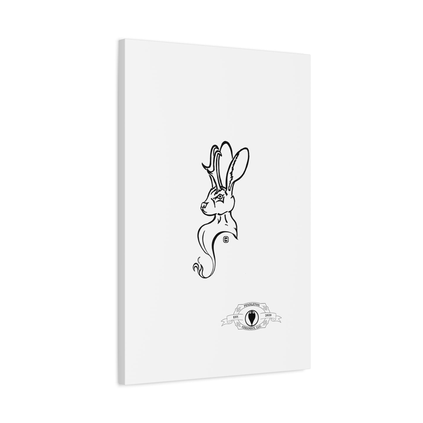Jackalope Bust Drawing Art Stretched Canvas Wall Decor