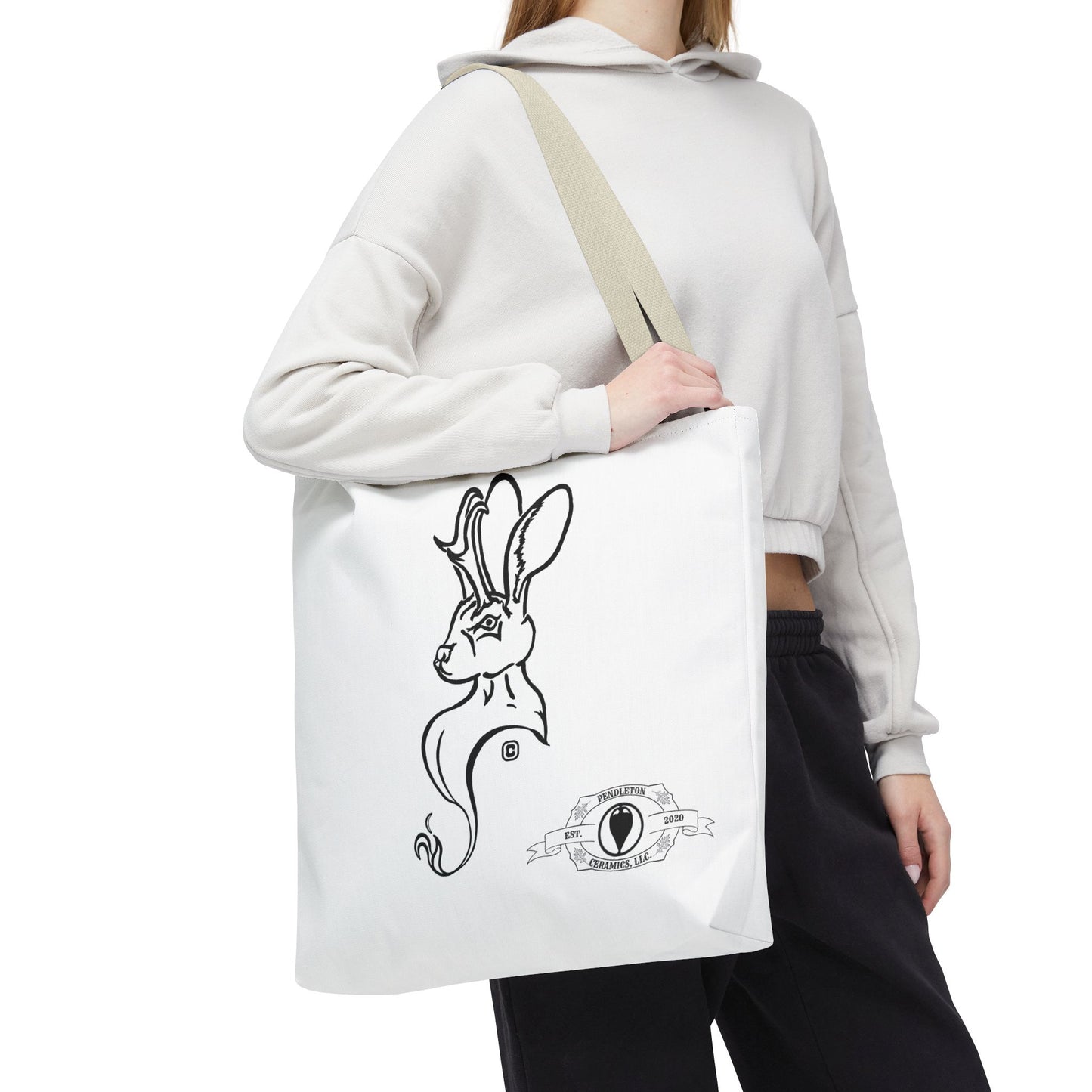 Jackalope Bust Drawing Tote White Bag