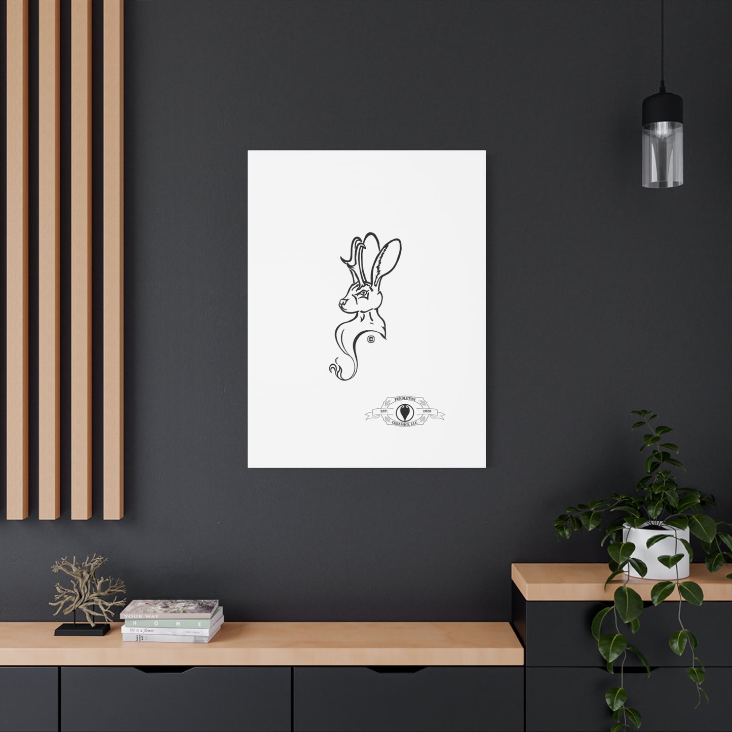 Jackalope Bust Drawing Art Stretched Canvas Wall Decor