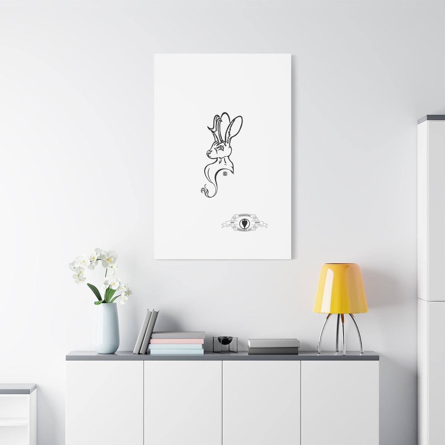 Jackalope Bust Drawing Art Stretched Canvas Wall Decor