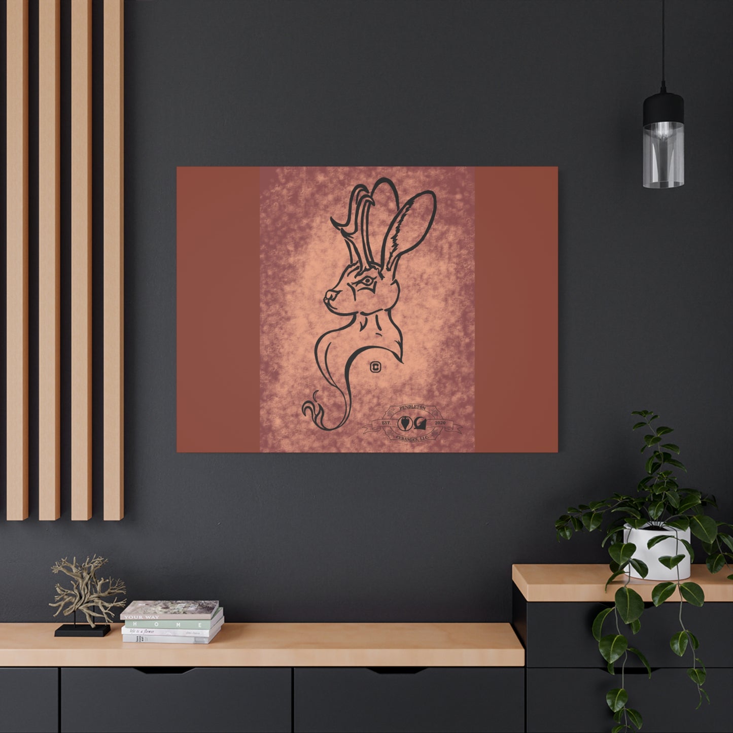 Dust Storm Jackalope Bust Drawing Canvas Wall Decor