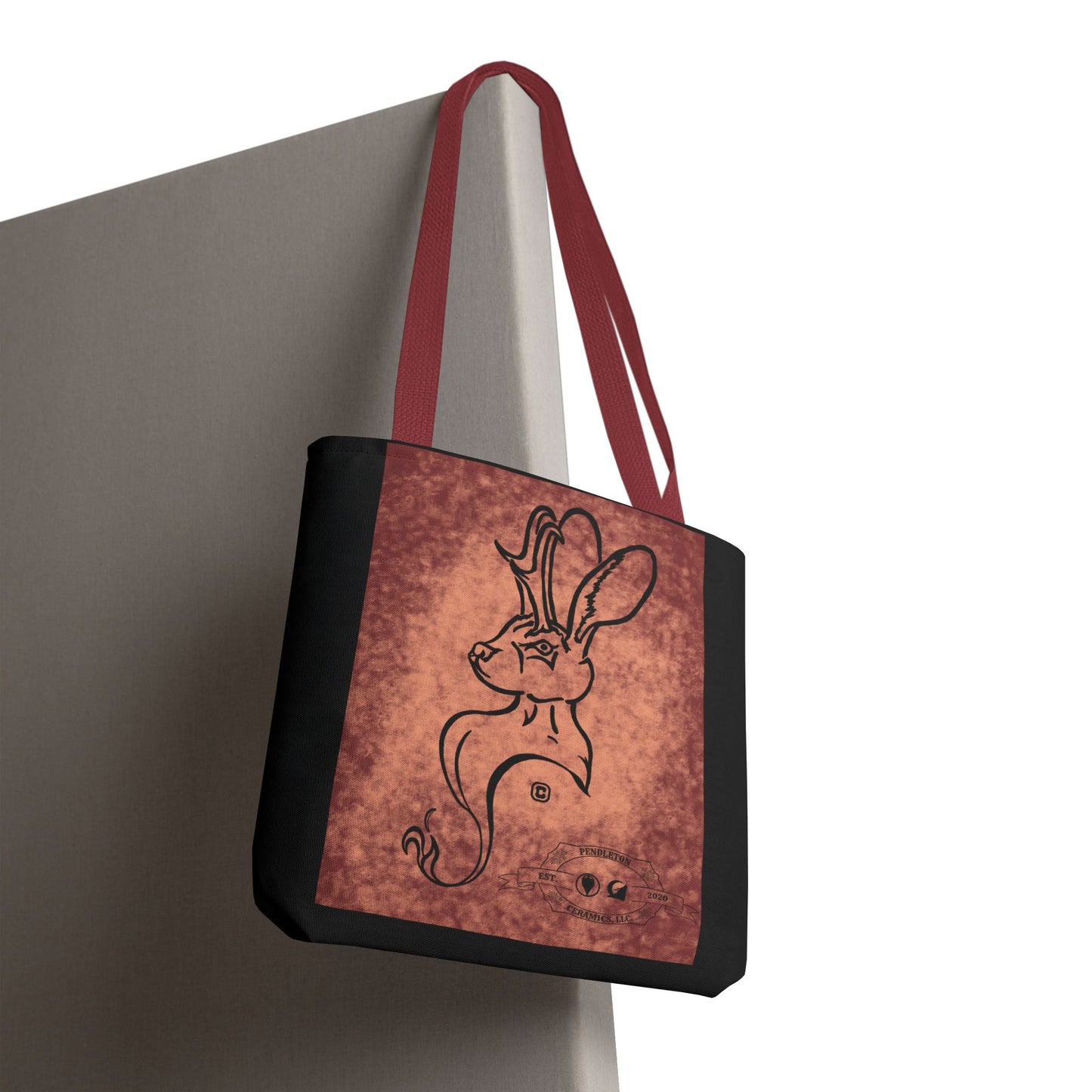 Dust Storm Jackalope Bust Drawing Tote Black Bag