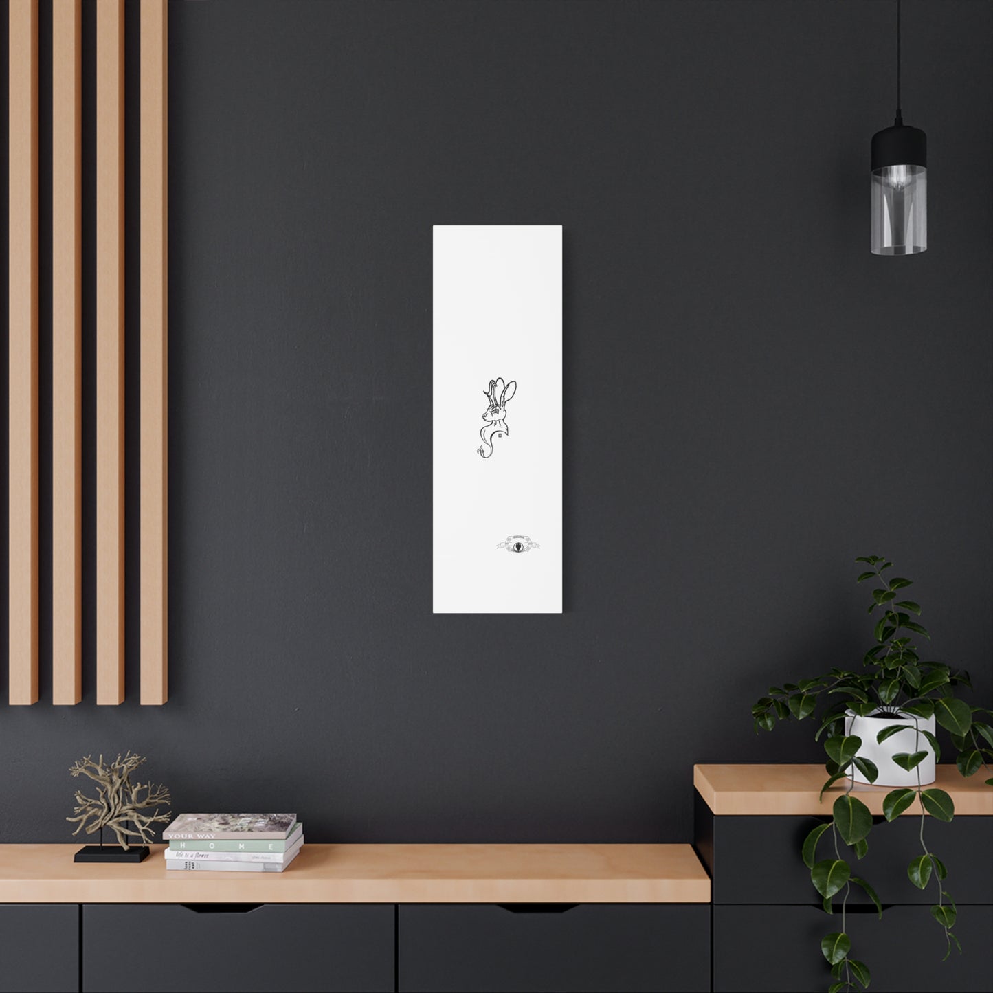 Jackalope Bust Drawing Art Stretched Canvas Wall Decor