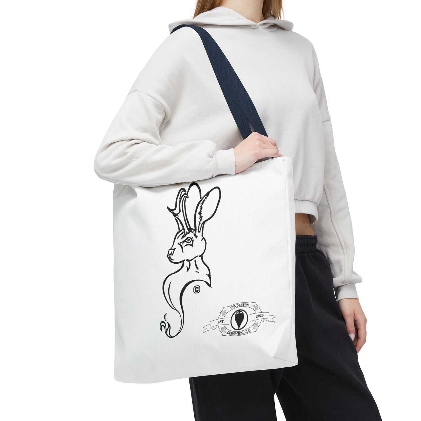 Jackalope Bust Drawing Tote White Bag