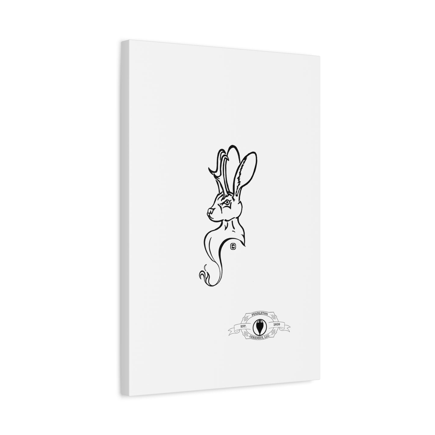Jackalope Bust Drawing Art Stretched Canvas Wall Decor