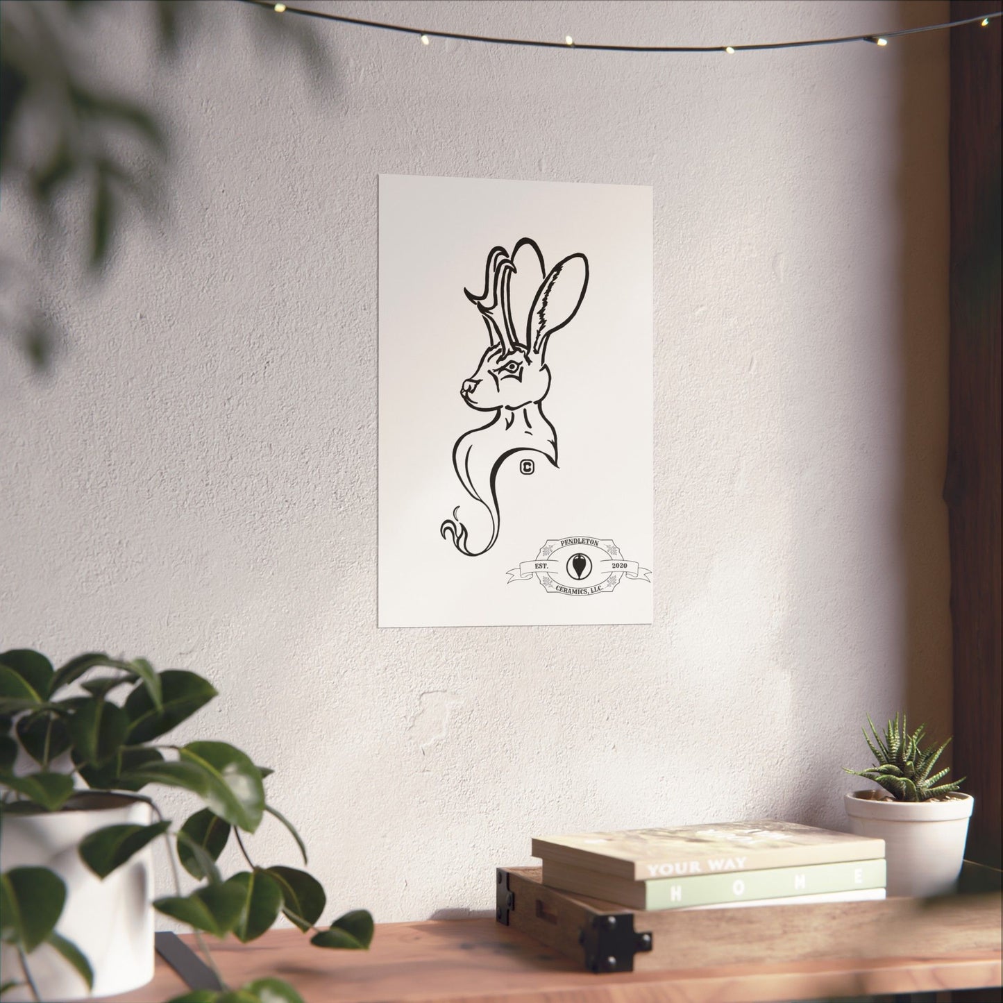 Jackalope Bust Drawing Matte Vertical Posters