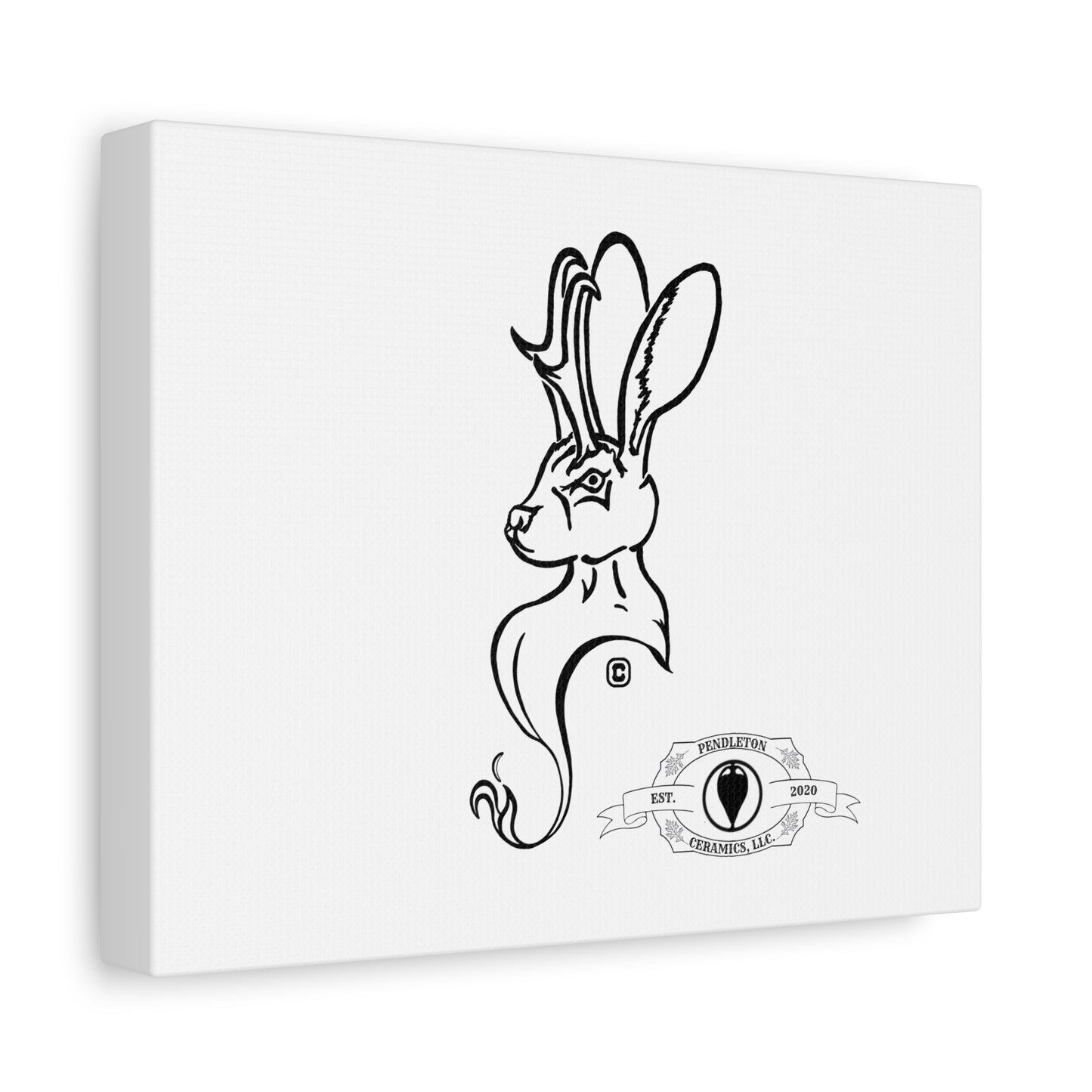 Jackalope Bust Drawing Art Stretched Canvas Wall Decor