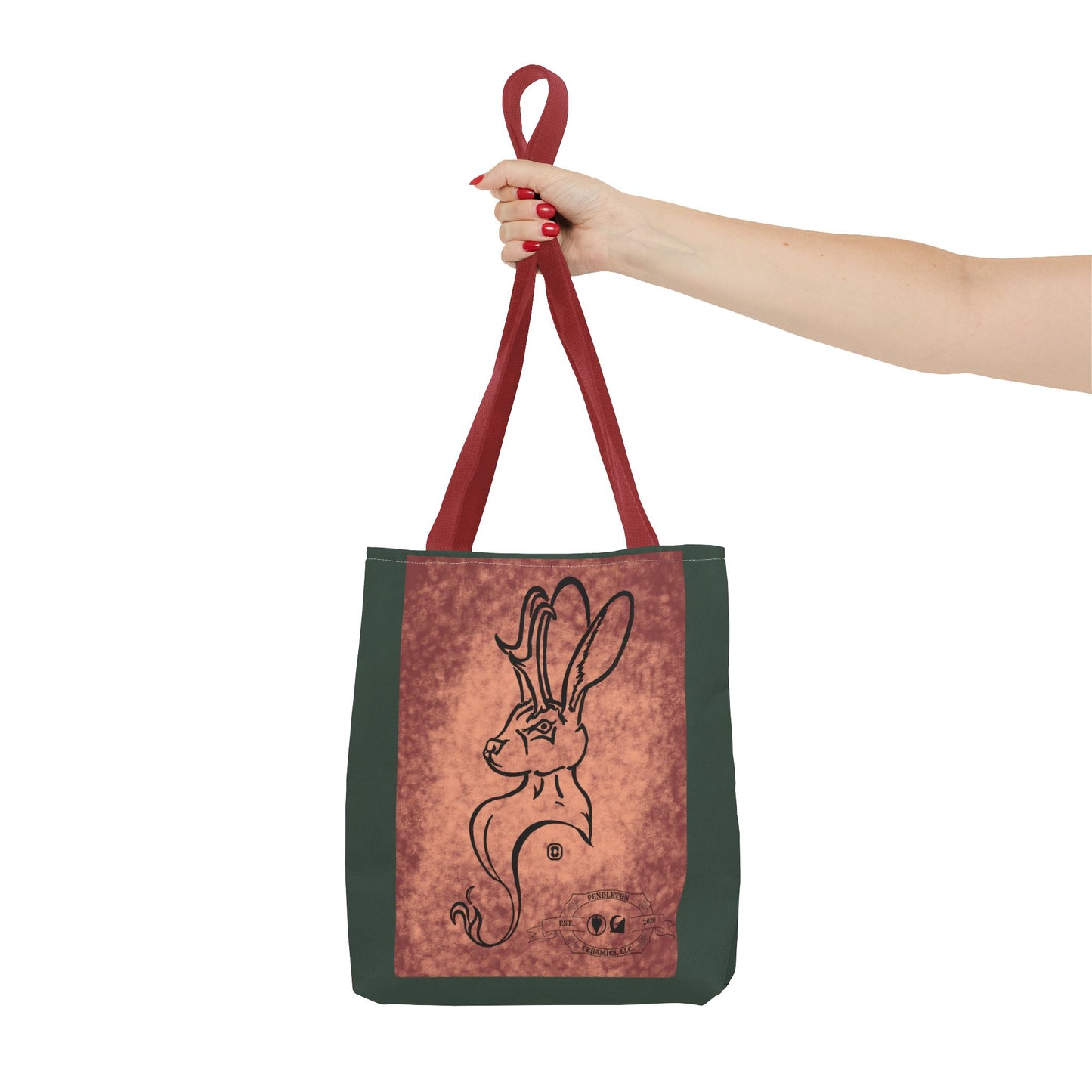 Dust Storm Jackalope Bust Drawing Tote Green Bag