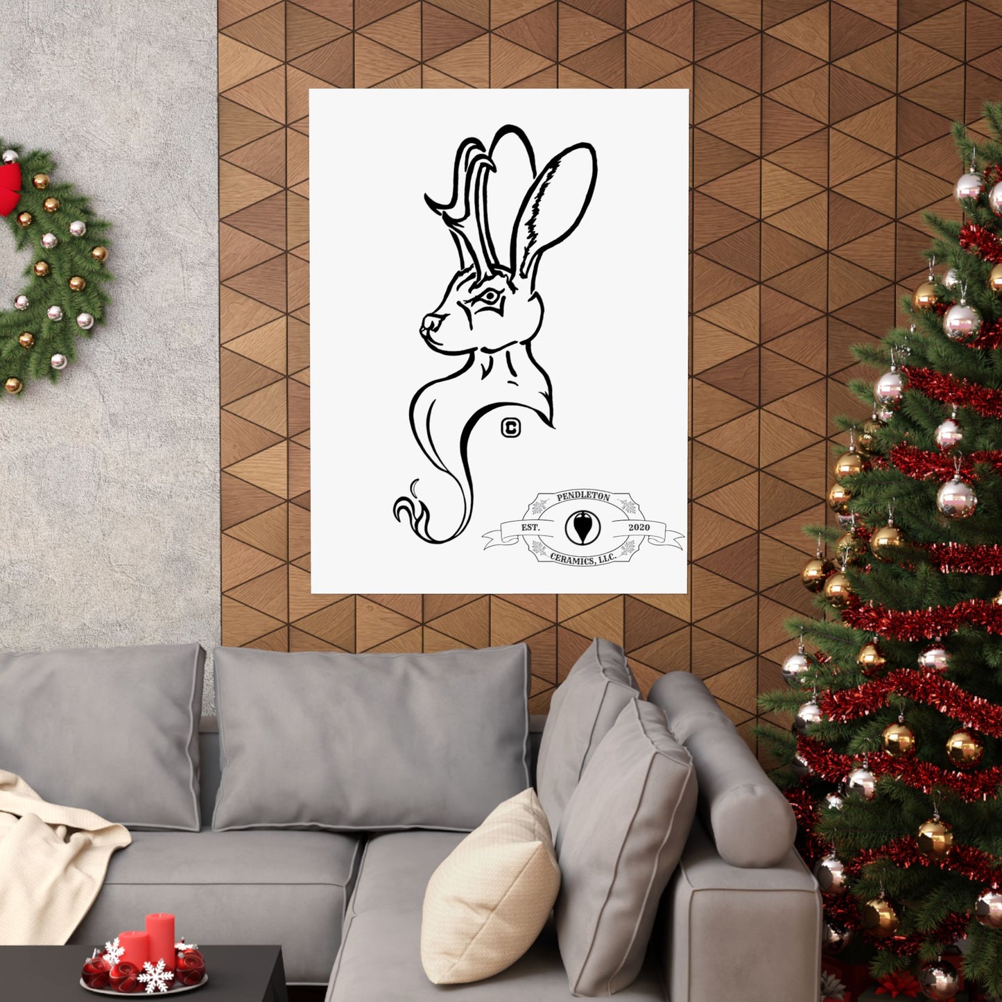 Jackalope Bust Drawing Matte Vertical Posters