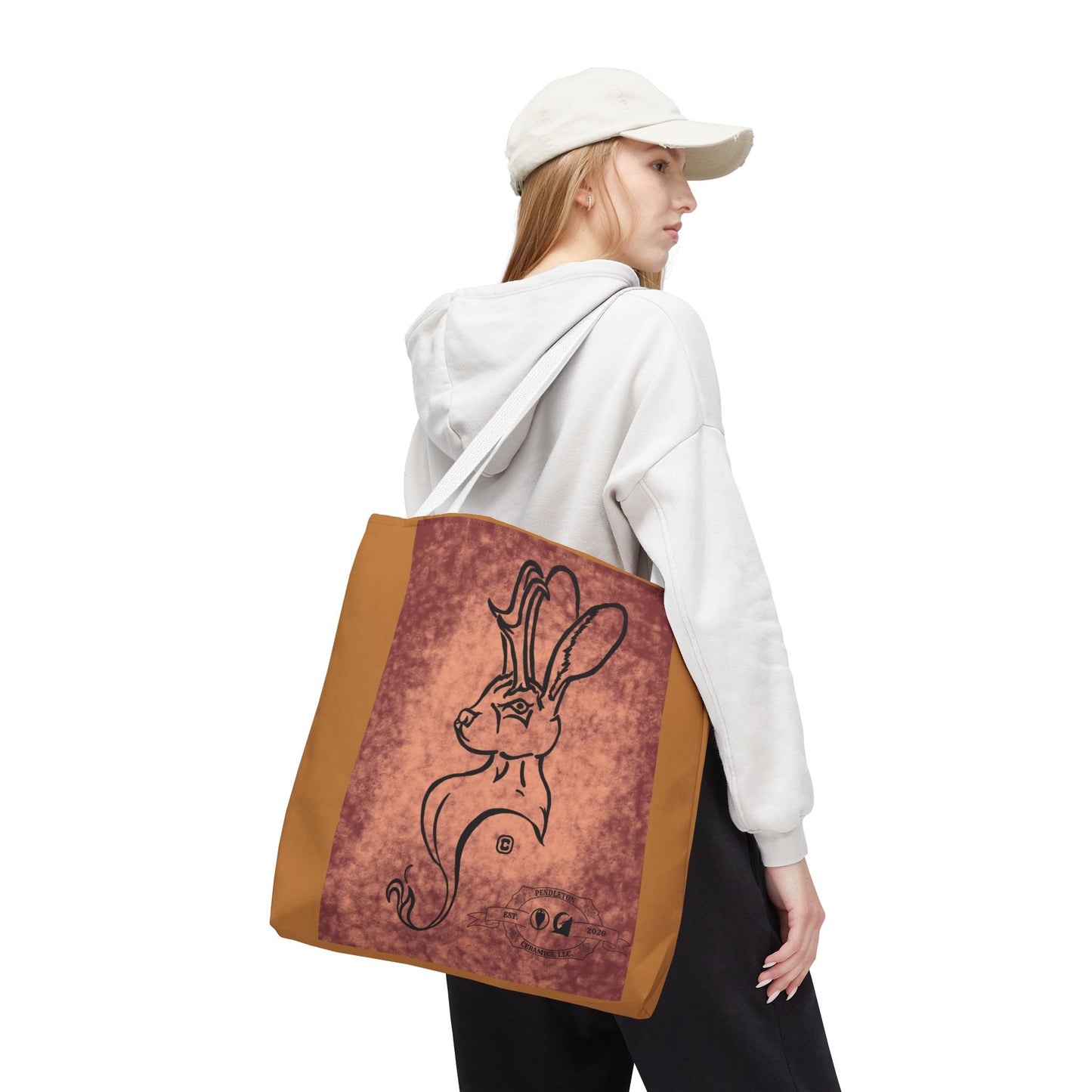 Dust Storm Jackalope Bust Drawing Tote Brown Bag
