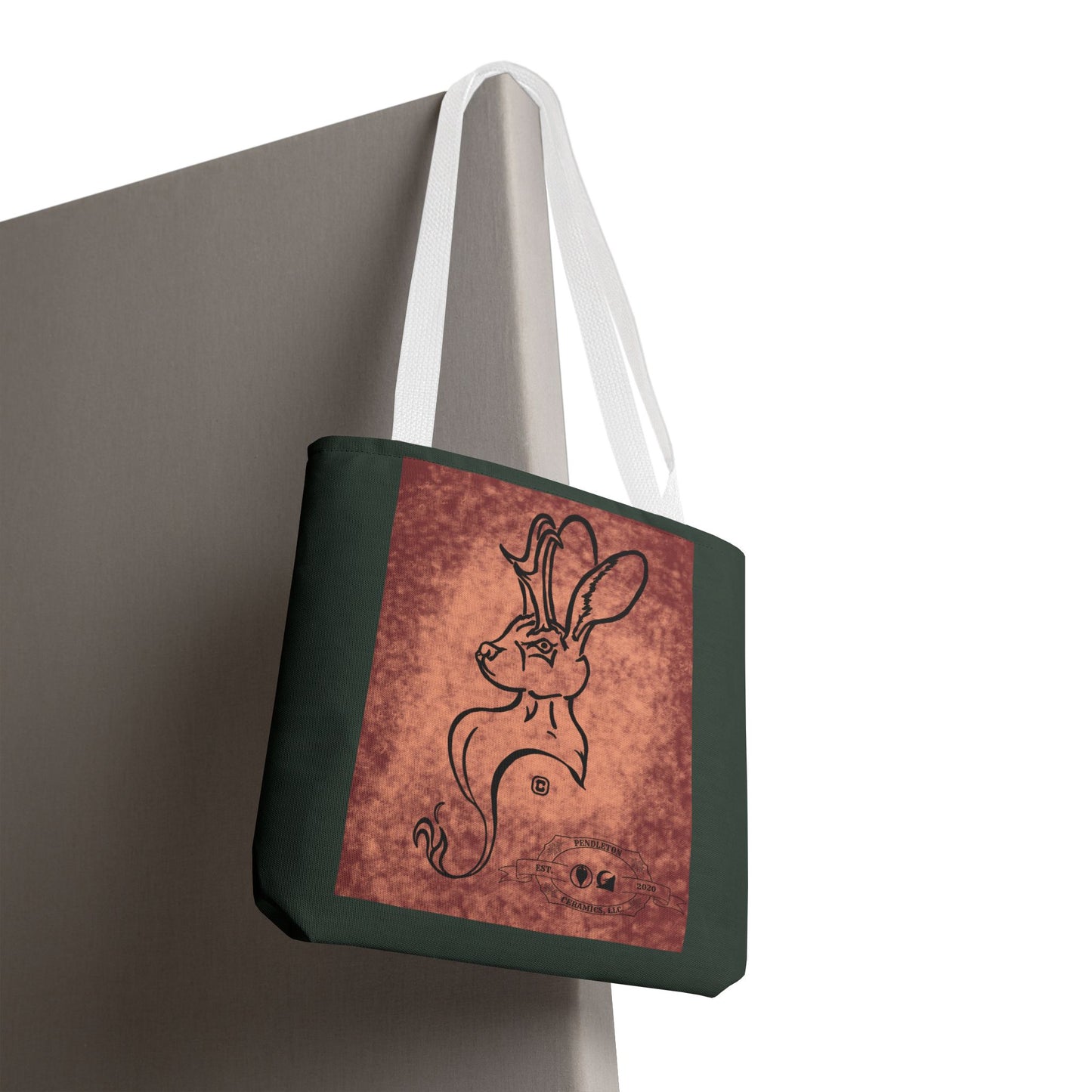 Dust Storm Jackalope Bust Drawing Tote Green Bag