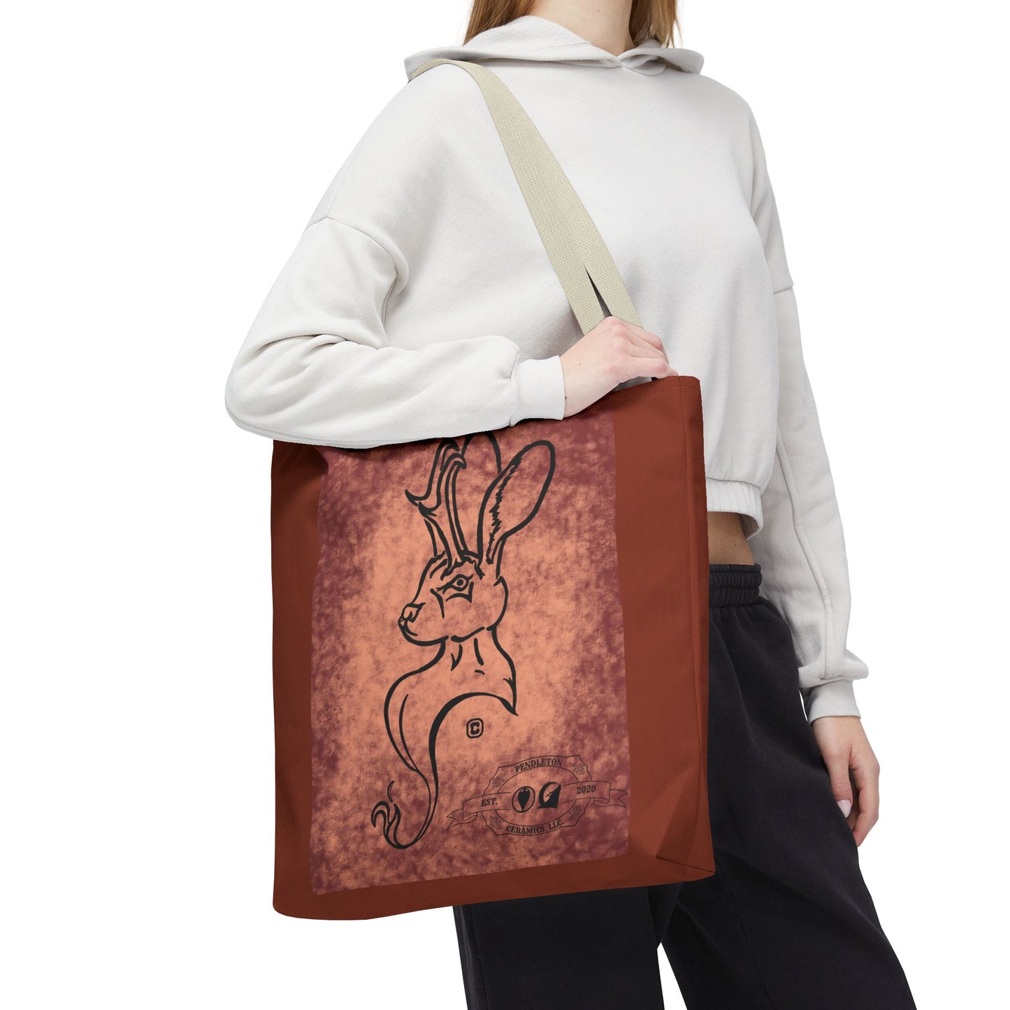 Dust Storm Jackalope Bust Drawing Tote Brown Bag