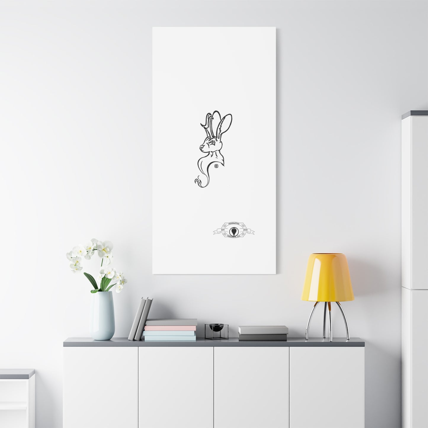 Jackalope Bust Drawing Art Stretched Canvas Wall Decor