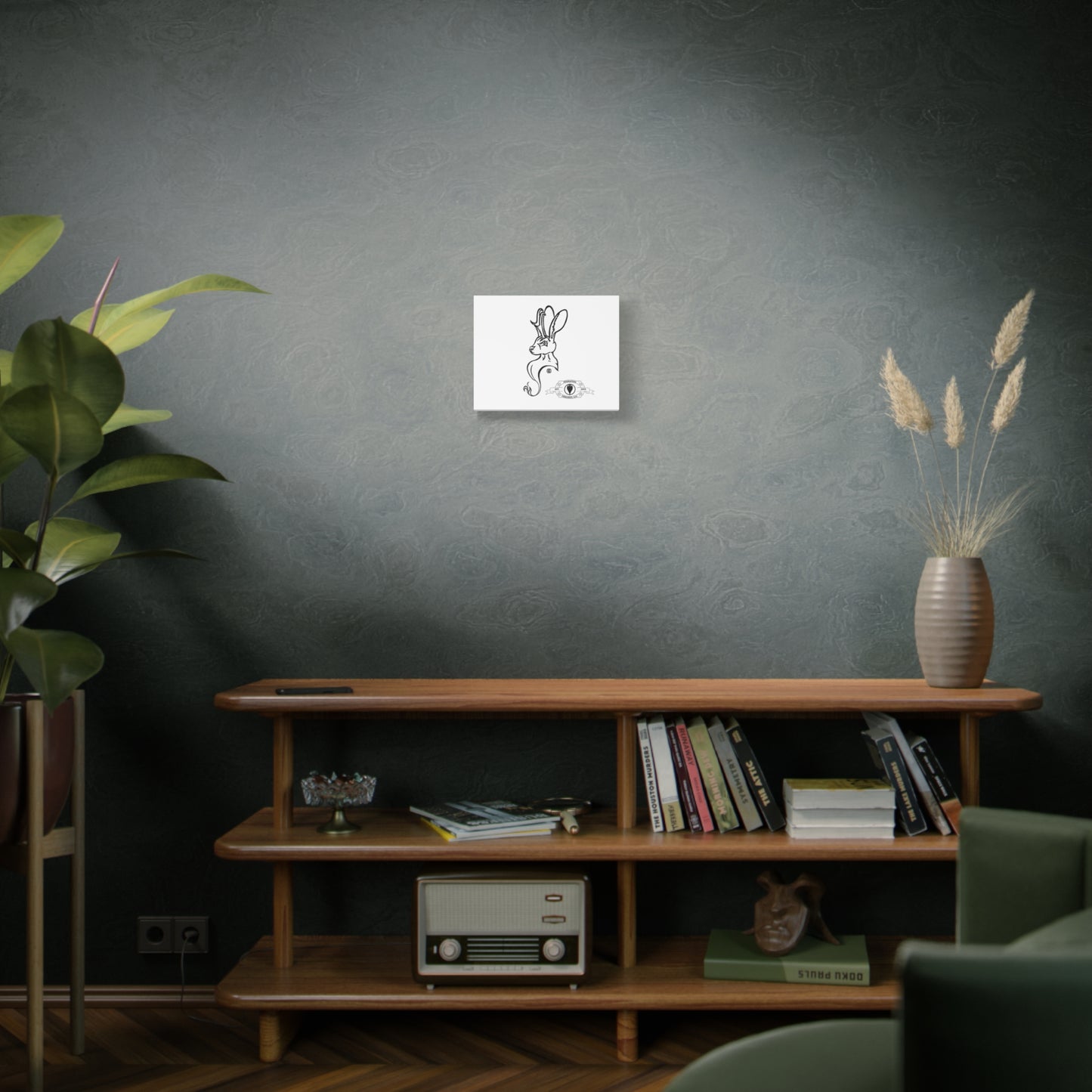 Jackalope Bust Drawing Art Stretched Canvas Wall Decor