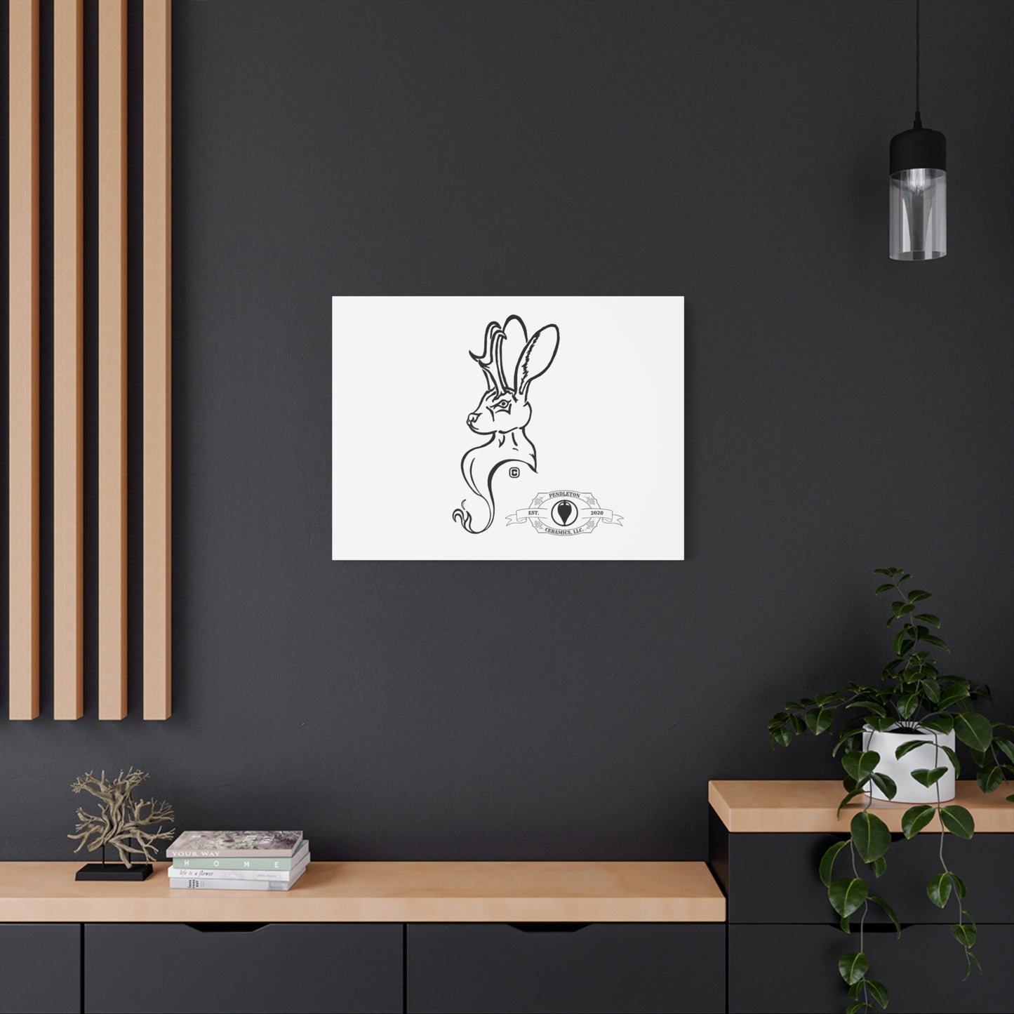 Jackalope Bust Drawing Art Stretched Canvas Wall Decor