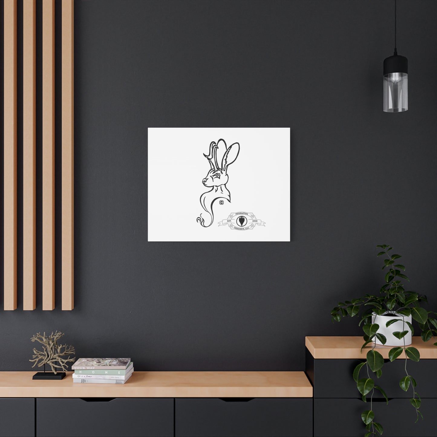 Jackalope Bust Drawing Art Stretched Canvas Wall Decor