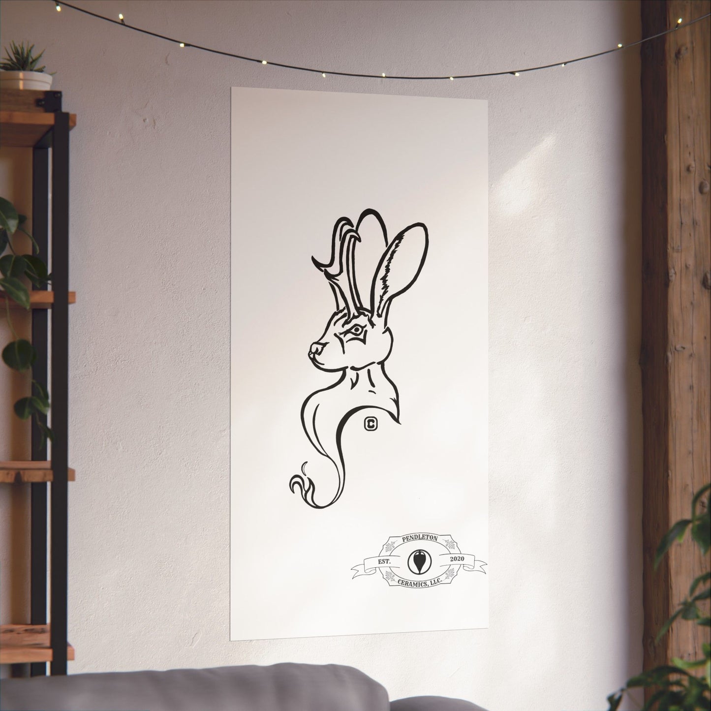 Jackalope Bust Drawing Matte Vertical Posters