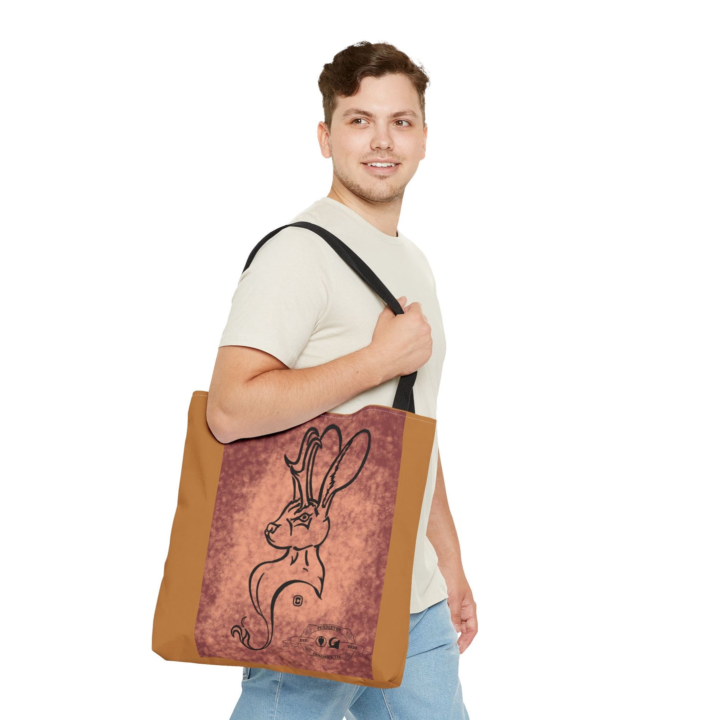 Dust Storm Jackalope Bust Drawing Tote Brown Bag