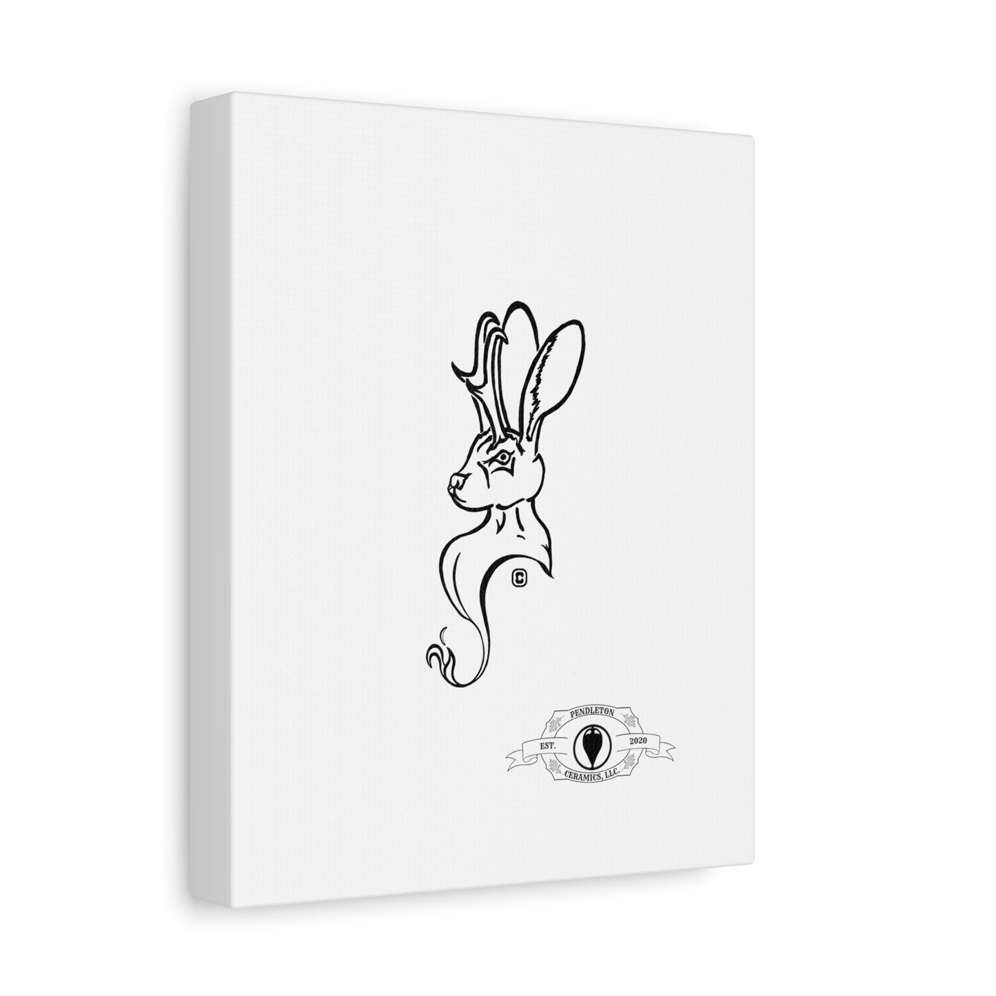 Jackalope Bust Drawing Art Stretched Canvas Wall Decor