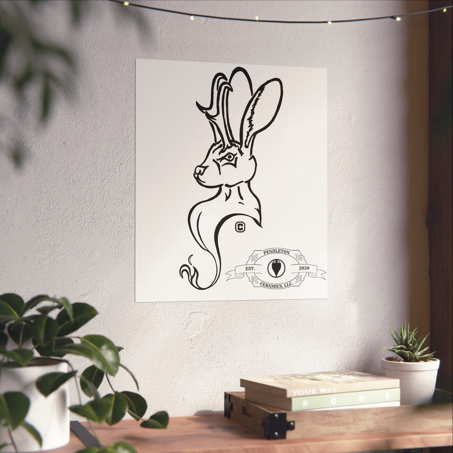 Jackalope Bust Drawing Matte Vertical Posters