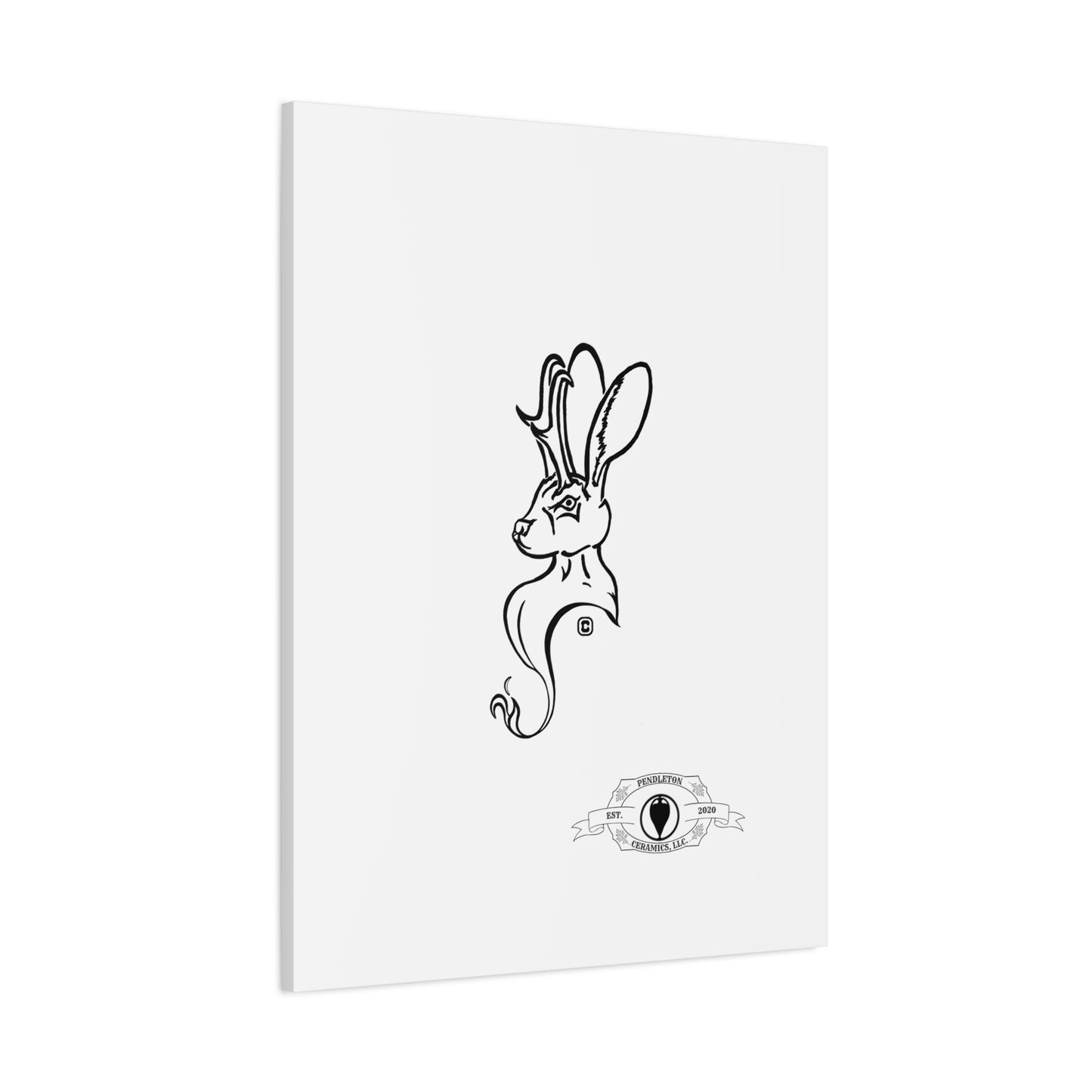 Jackalope Bust Drawing Art Stretched Canvas Wall Decor