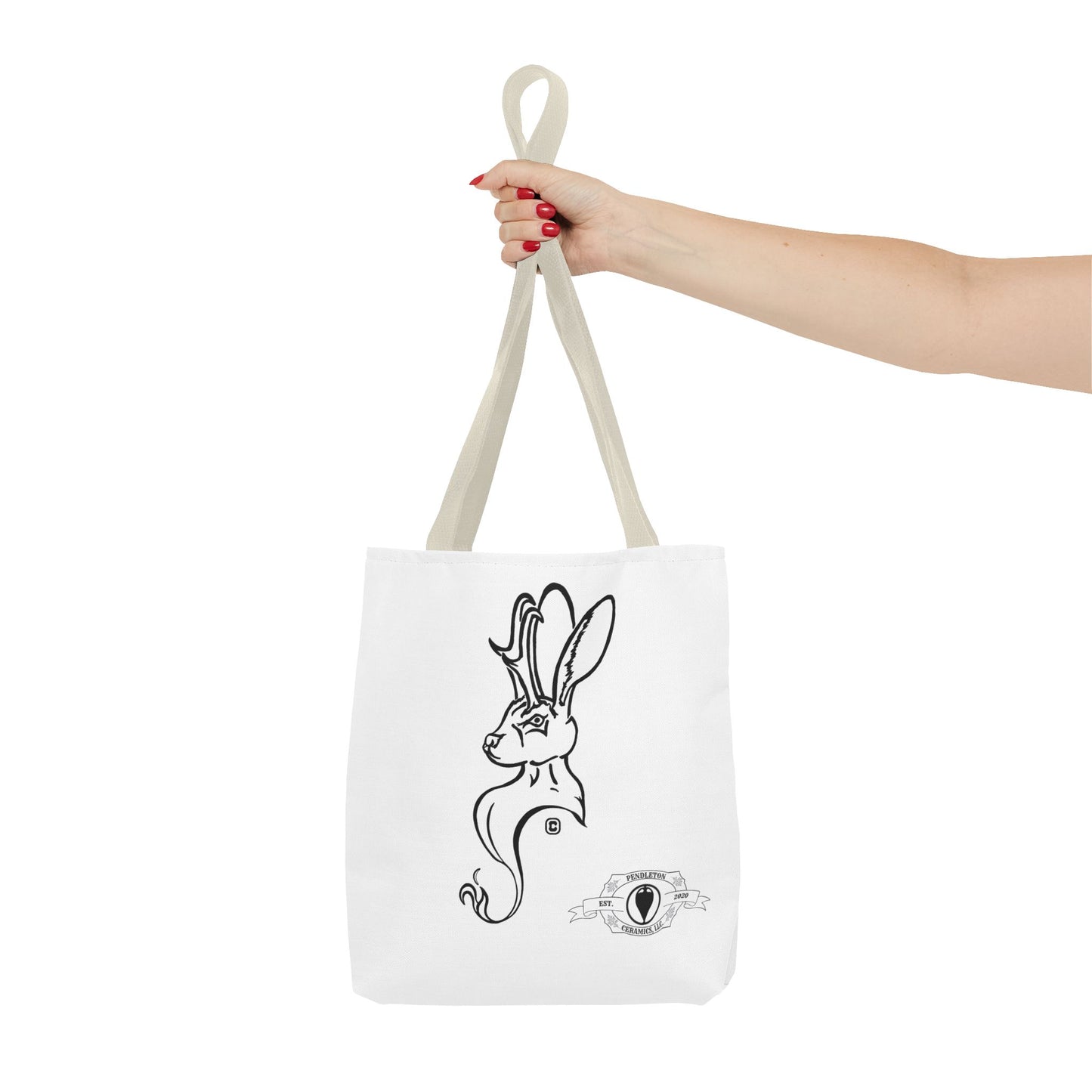 Jackalope Bust Drawing Tote White Bag
