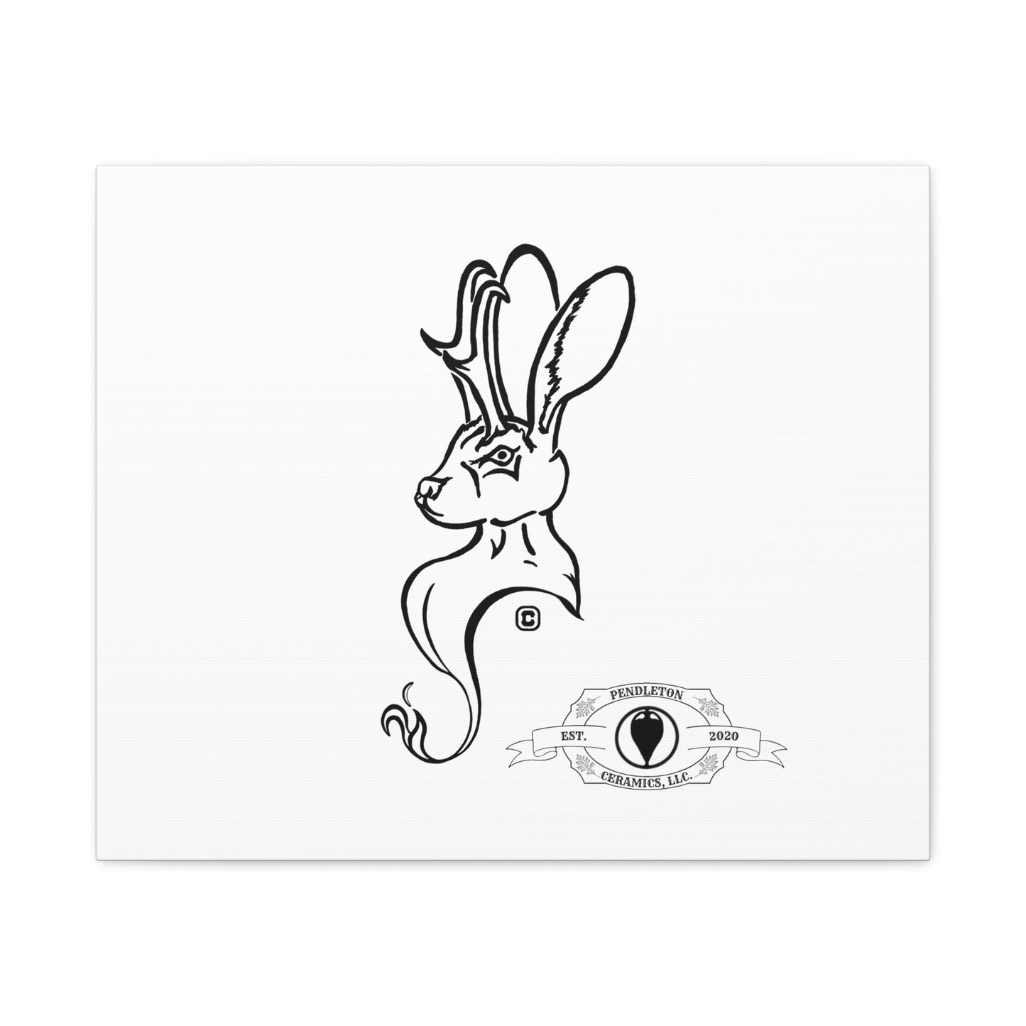 Jackalope Bust Drawing Art Stretched Canvas Wall Decor