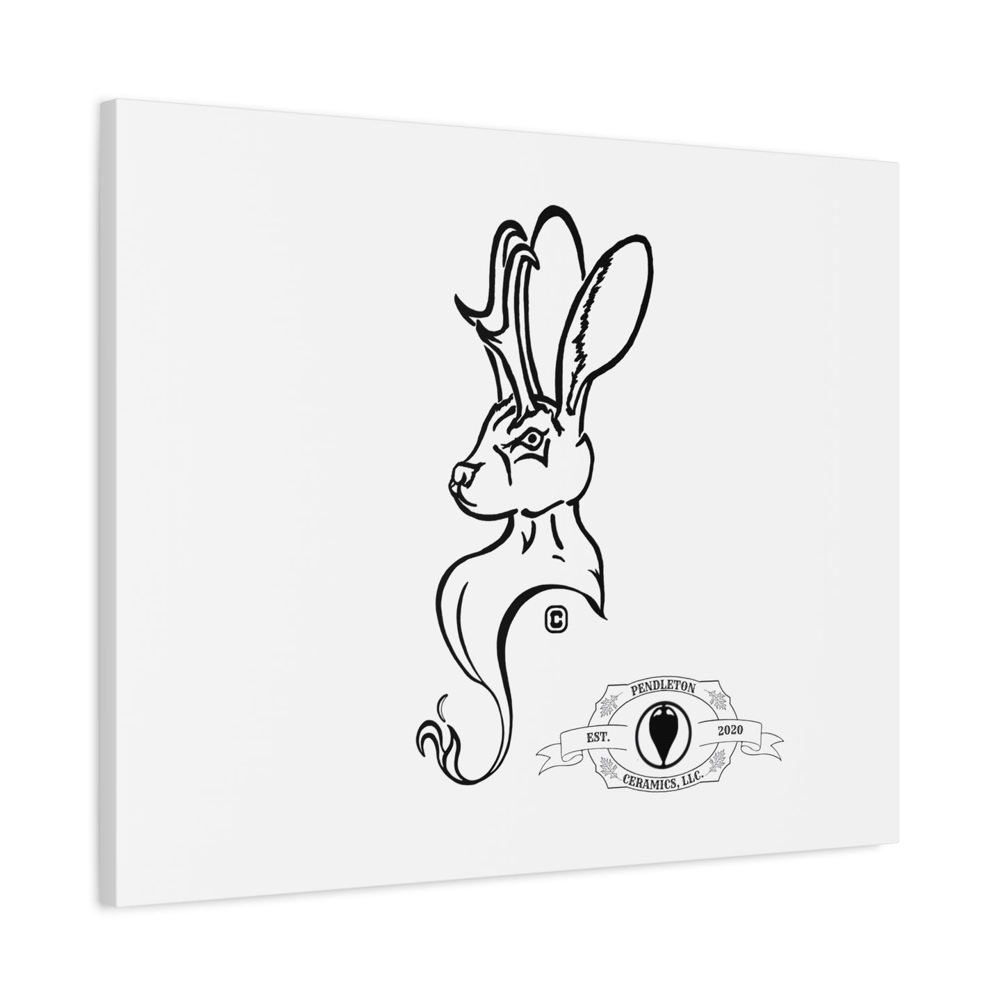 Jackalope Bust Drawing Art Stretched Canvas Wall Decor