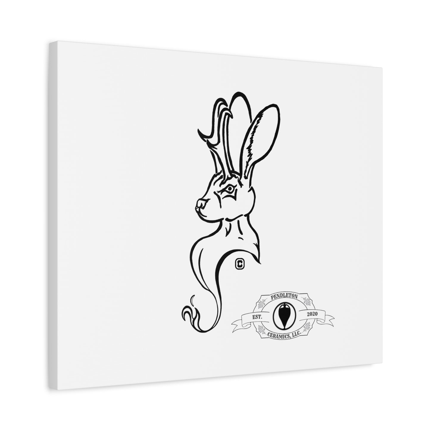 Jackalope Bust Drawing Art Stretched Canvas Wall Decor