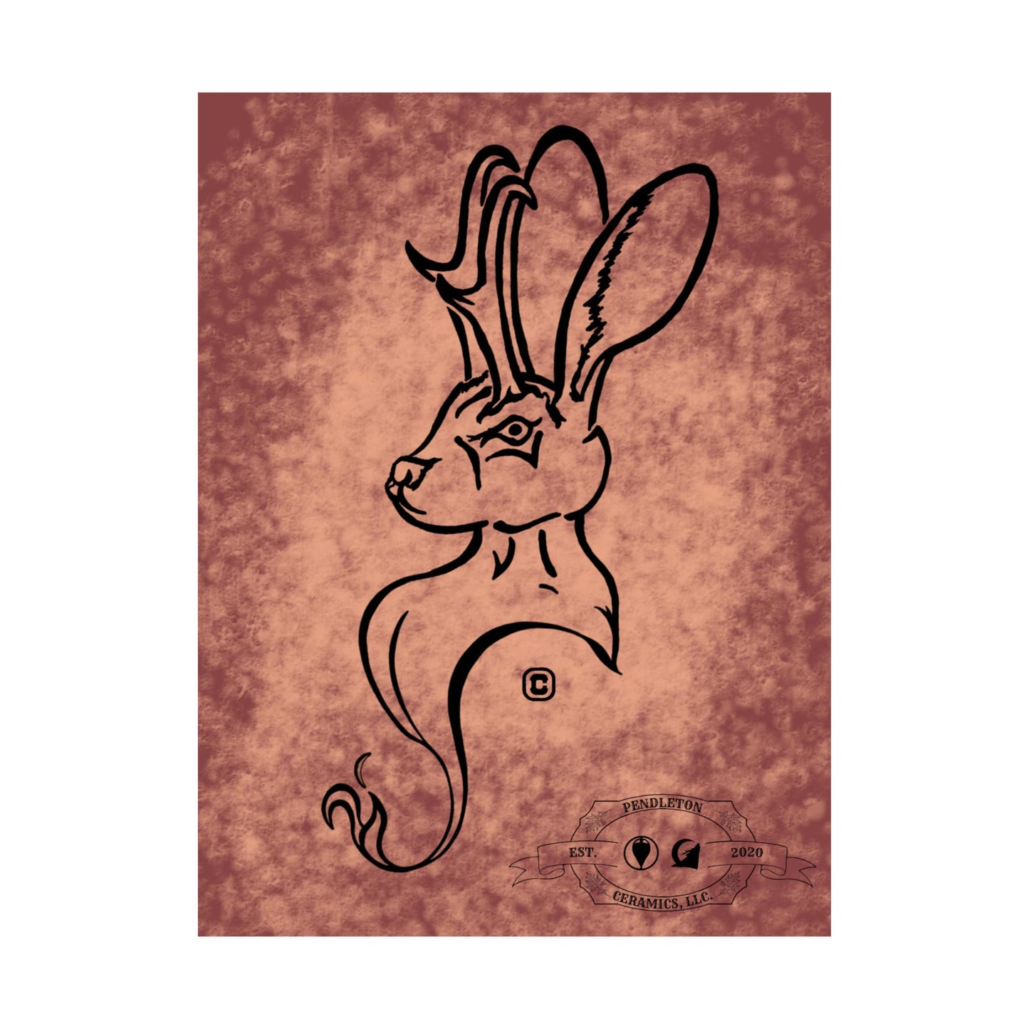 Dust Storm Jackalope Bust Drawing Wall Art