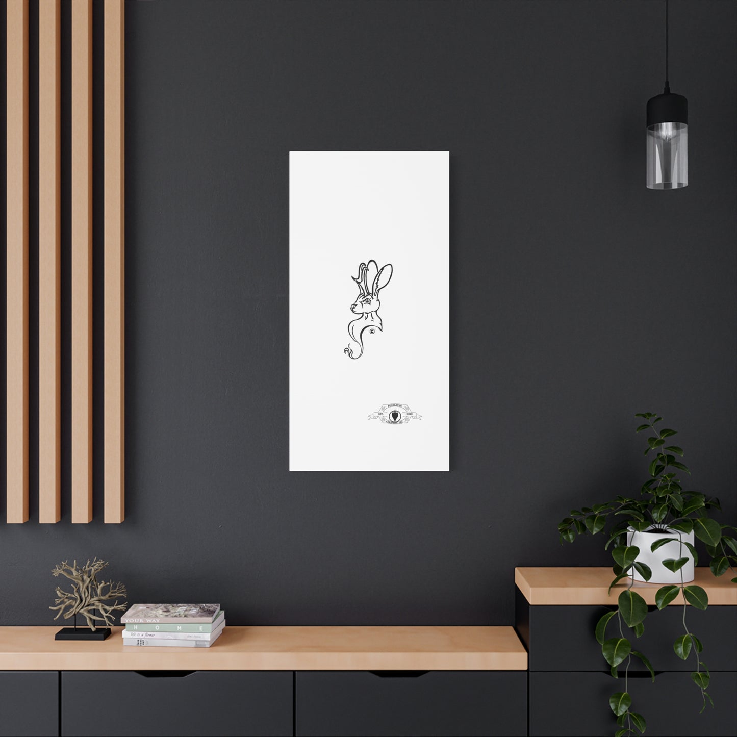 Jackalope Bust Drawing Art Stretched Canvas Wall Decor