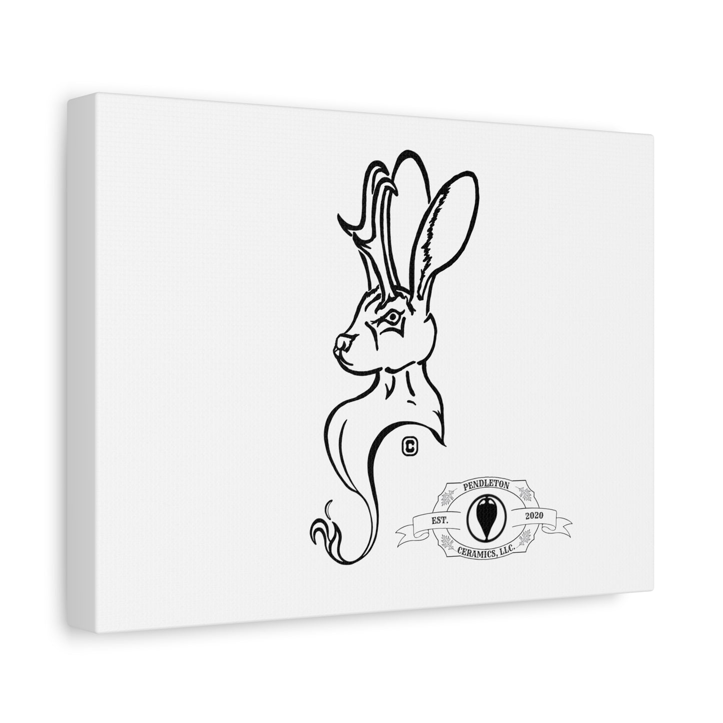 Jackalope Bust Drawing Art Stretched Canvas Wall Decor