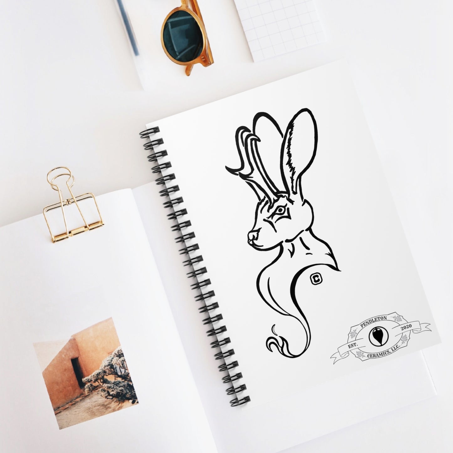 Jackalope Bust Drawing Spiral Rule Lined Notebook