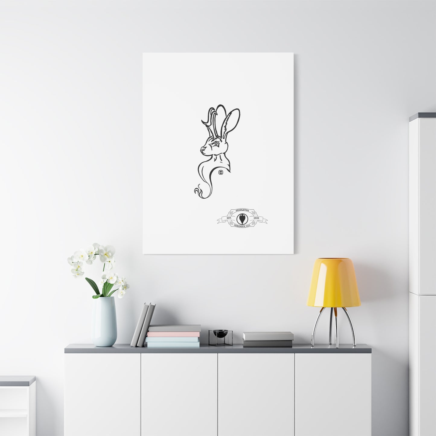Jackalope Bust Drawing Art Stretched Canvas Wall Decor