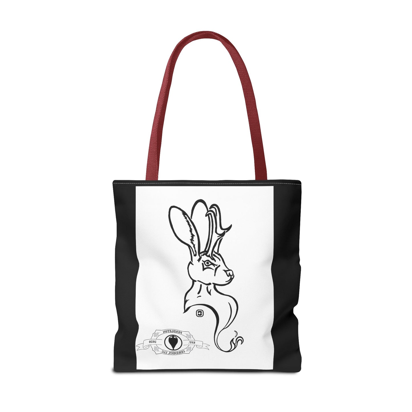 Jackalope Bust Drawing Tote Bag with Black Stripe