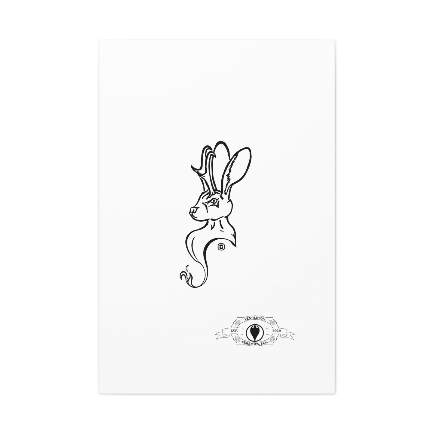 Jackalope Bust Drawing Art Stretched Canvas Wall Decor