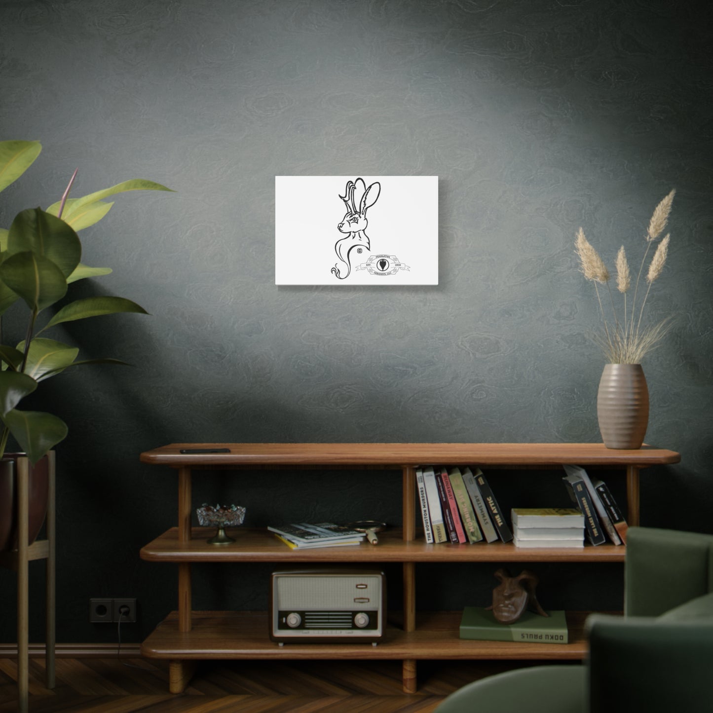 Jackalope Bust Drawing Art Stretched Canvas Wall Decor